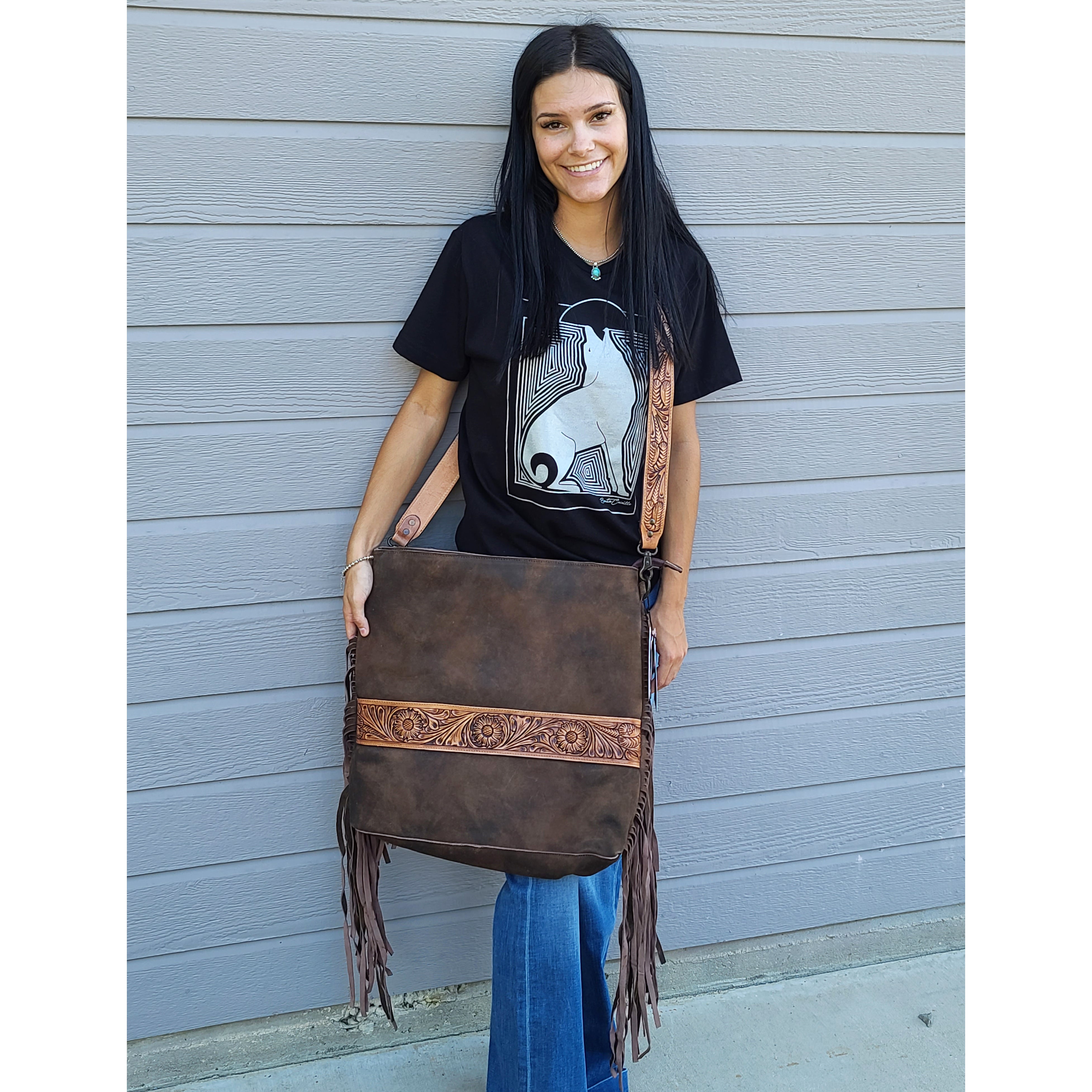 American Darling Large Leather Fringe Bag - Stylish Boho Crossbody Purse for Women | Perfect for Music Festivals, Date Nights & Travel Accessories