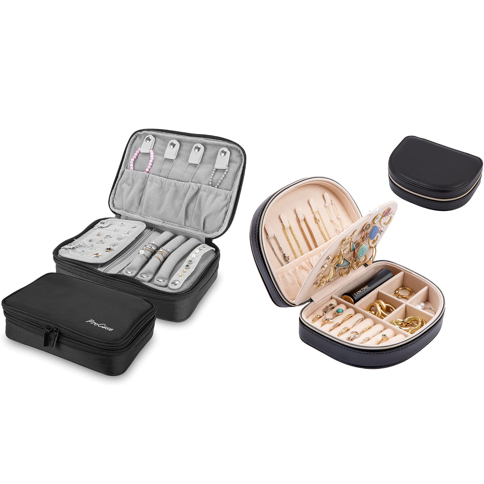 ProCase Jewelry Organizer Travel Case with Zippered Compartments - Portable Jewelry Storage Bag & Box Set for Necklaces, Rings, Earrings - Perfect for Travel, Home Organization & Gift Giving