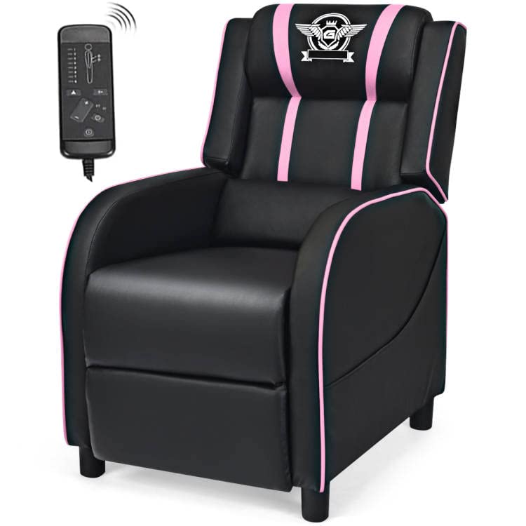 Ergonomic Massage Gaming Chair - High Back Recliner with Cushion, Racing Style PU Leather Swivel Office Chair for Adults (Pink) - Perfect for Home Office, Gaming Setup & Relaxation