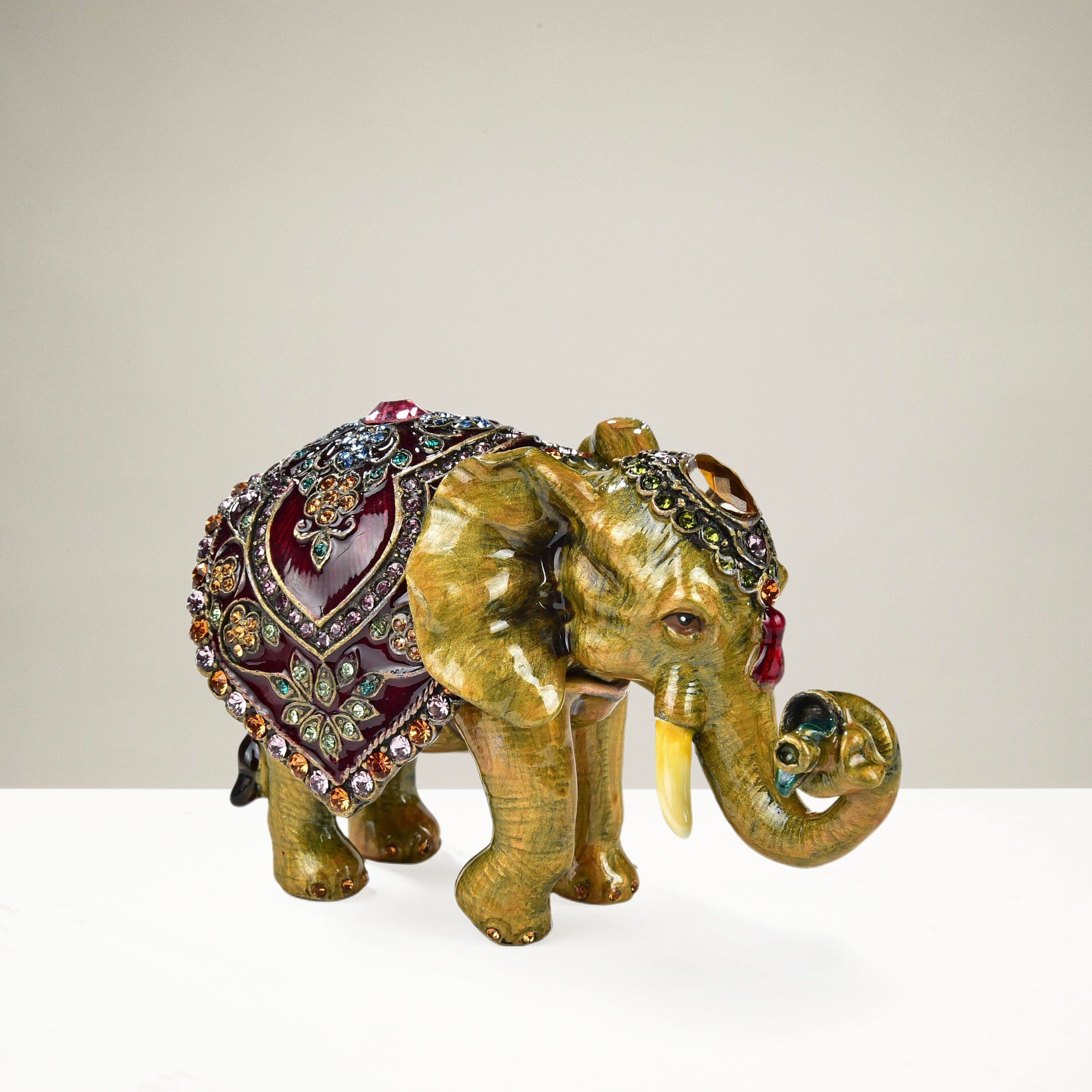 Handmade Amethyst Elephant Figurine Keepsake Box - Crystal Jewelry Storage & Spiritual Decor for Home, Meditation & Gift Giving