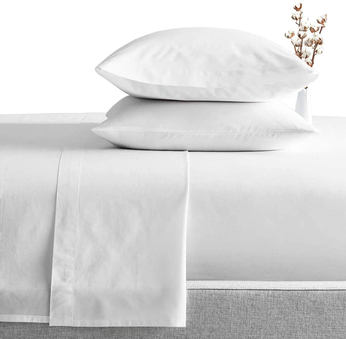 Premium 100% Egyptian Giza Cotton 4-Piece Sheet Set for Full Size Bed - Ultra Soft, Breathable & Hypoallergenic - Perfect for Luxury Bedding, Hot Sleepers & Allergy Relief - White