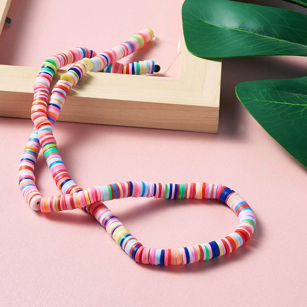 FASHEWELRY 380-400Pcs Polymer Clay Beads - 6mm Flat Round Heishi Spacer Beads for DIY Jewelry Making | Eco-Friendly Handmade Beads for Necklaces, Bracelets & Earrings