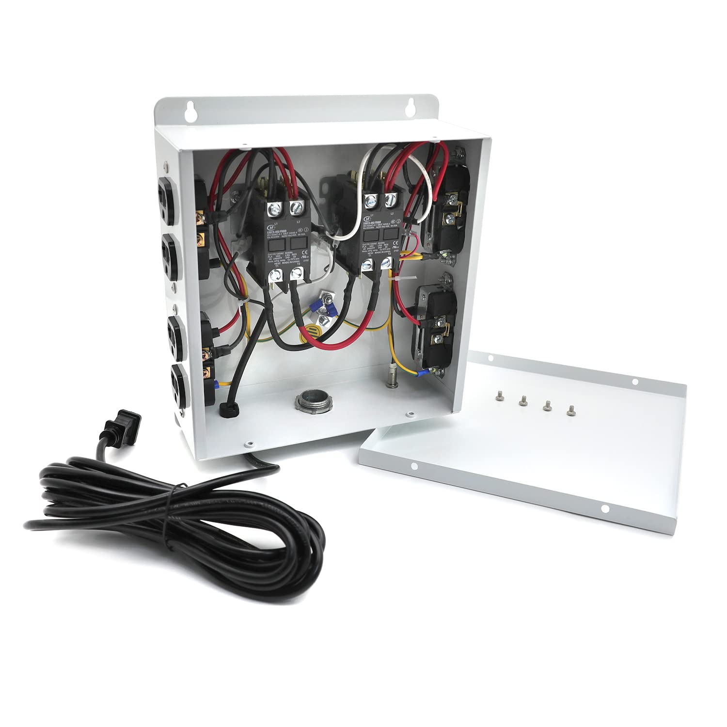 HTTMT 8-Light HID Hydroponic Ballast Controller with Trigger Cord - 120V/240V 50A Master Electric Box for Indoor Gardening, Greenhouse, Lawn & Patio Plant Growth | Perfect for Commercial Grow Rooms & Home Hydroponic Systems [P/N: ET-TOOL036-WHITE]