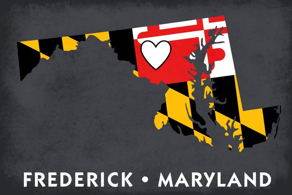 Frederick Maryland State Heart Flag Art Print - 24x36 Signed Wall Decor Poster - Perfect for Home, Office & Gift Giving