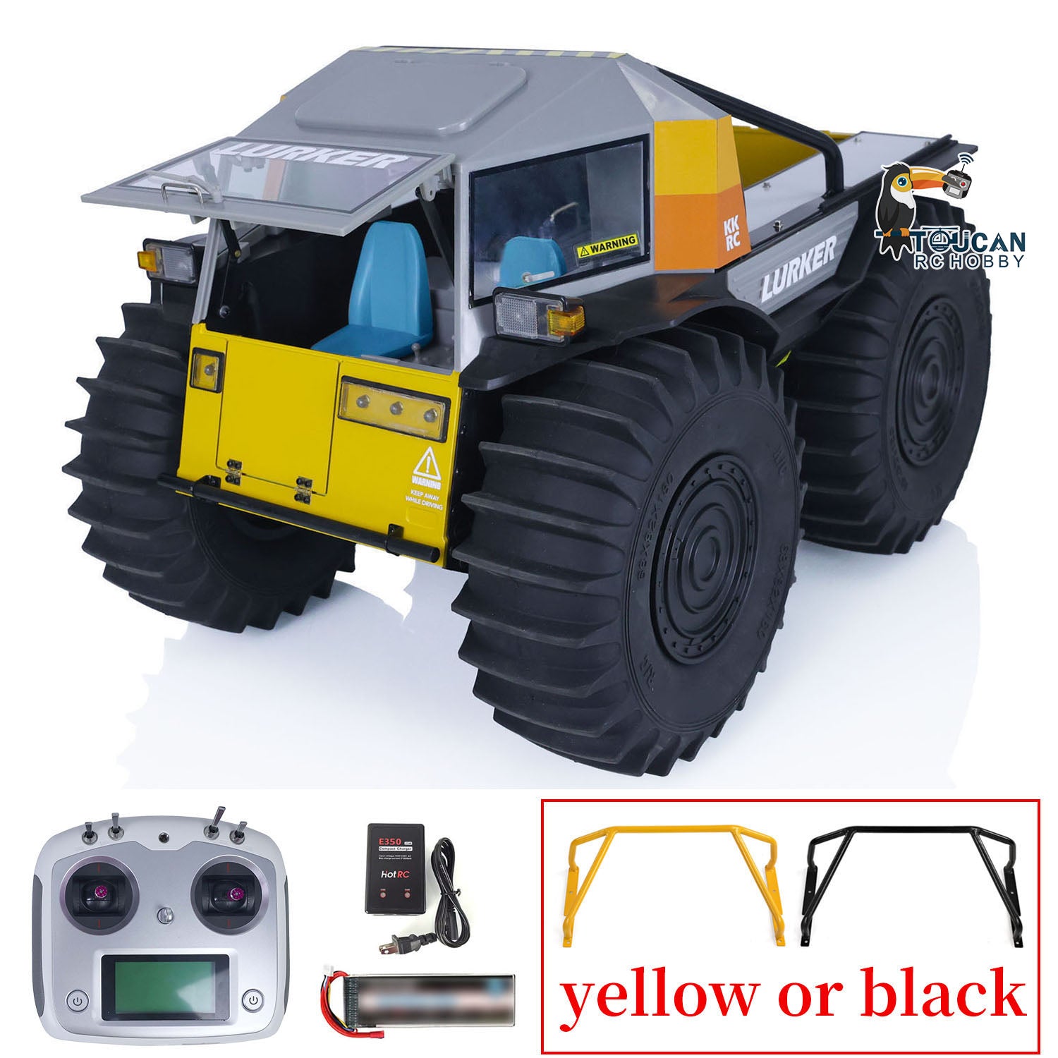 1/10 Scale Ready-To-Run RC Off-Road Vehicle - All-Terrain Amphibious Climbing Car with LED Light System - Remote Control Truck for Outdoor Adventure, Beach & Mountain Crawling (US Stock)