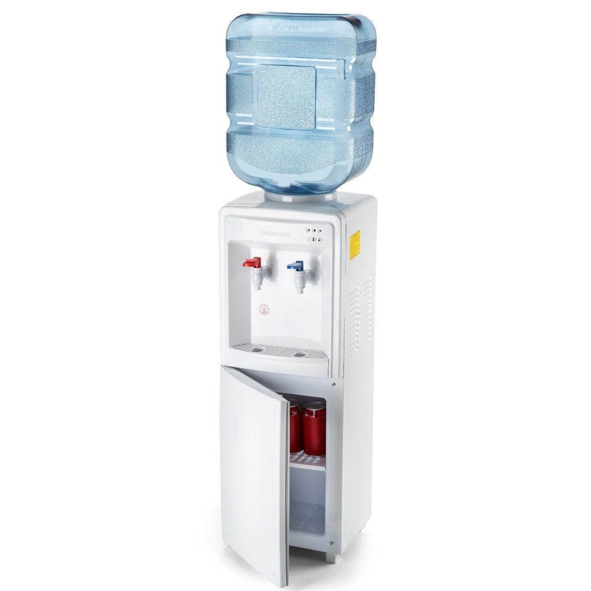 Farberware FW29919 Freestanding Hot and Cold Water Cooler Dispenser - Top Loading Water Dispenser with Storage Cabinet, White | Office, Home & Kitchen Use