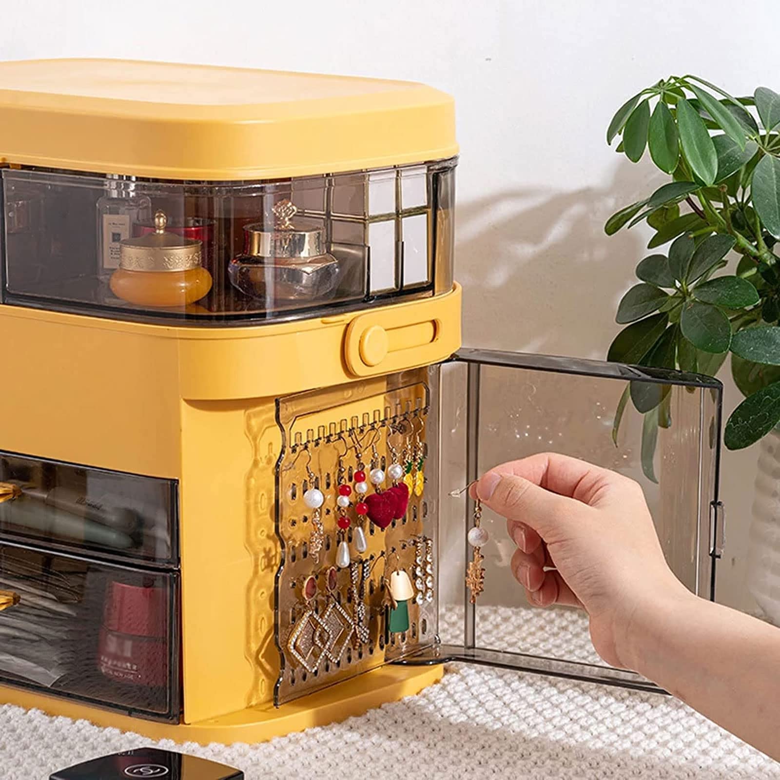 LED Makeup Organizer with Drawers - Orange Cosmetic Storage for Bathroom & Bedroom Vanity
