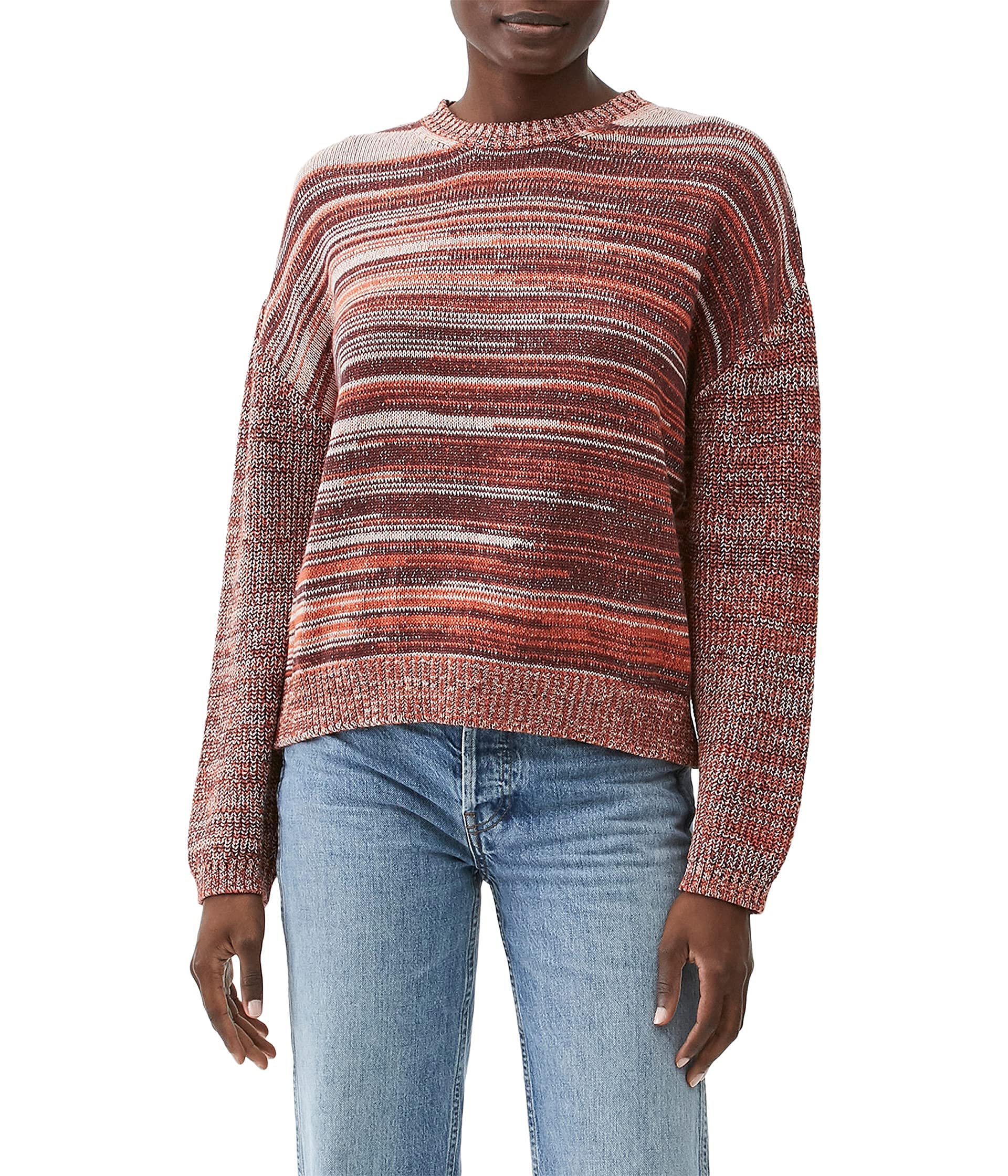 Michael Stars Minnie Marled Mix Stitch Crew Neck Pullover Sweater | Women's Casual Knit Sweater | Perfect for Fall Layering & Cozy Winter Outfits