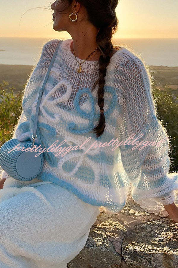 Rainbow Striped Loose Knit Sweater for Women - Cozy Hollow Out Pullover with Contrast Colors | Perfect for Fall Layering & Casual Outfits