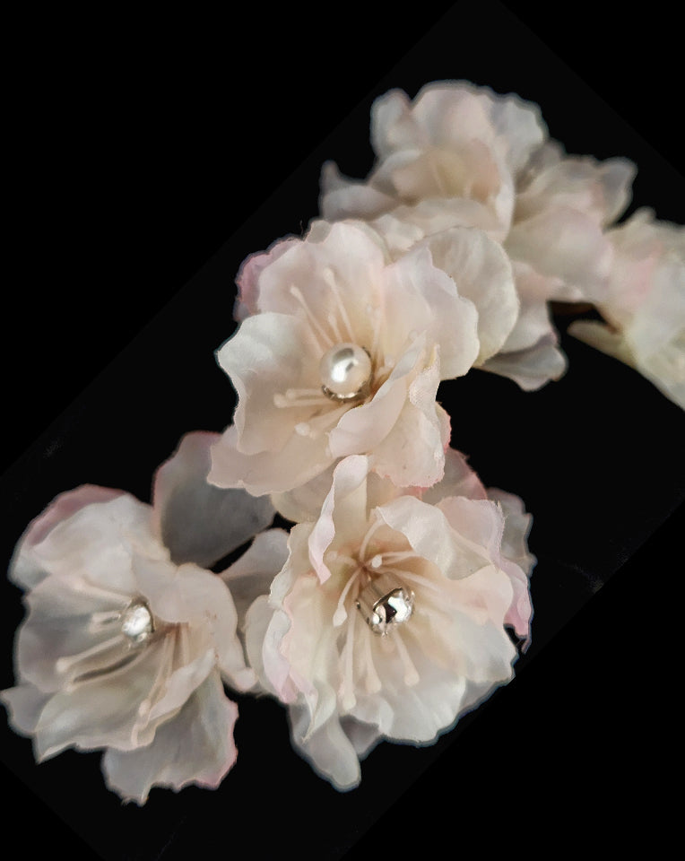 Elegant Wedding Headpiece with Blush Tinted Flowers, Pearls & Crystals | Sophie by Kezani Bridal Hair Accessory for Brides, Bridesmaids & Special Occasions