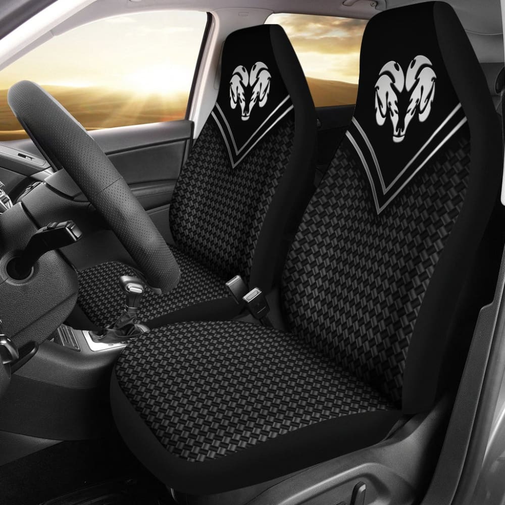 Premium Black & White Dodge Ram Custom Car Seat Covers - Universal Fit for 1500/2500/3500 Models - Waterproof & Durable Neoprene Material - Perfect for Road Trips, Off-Roading & Daily Commutes