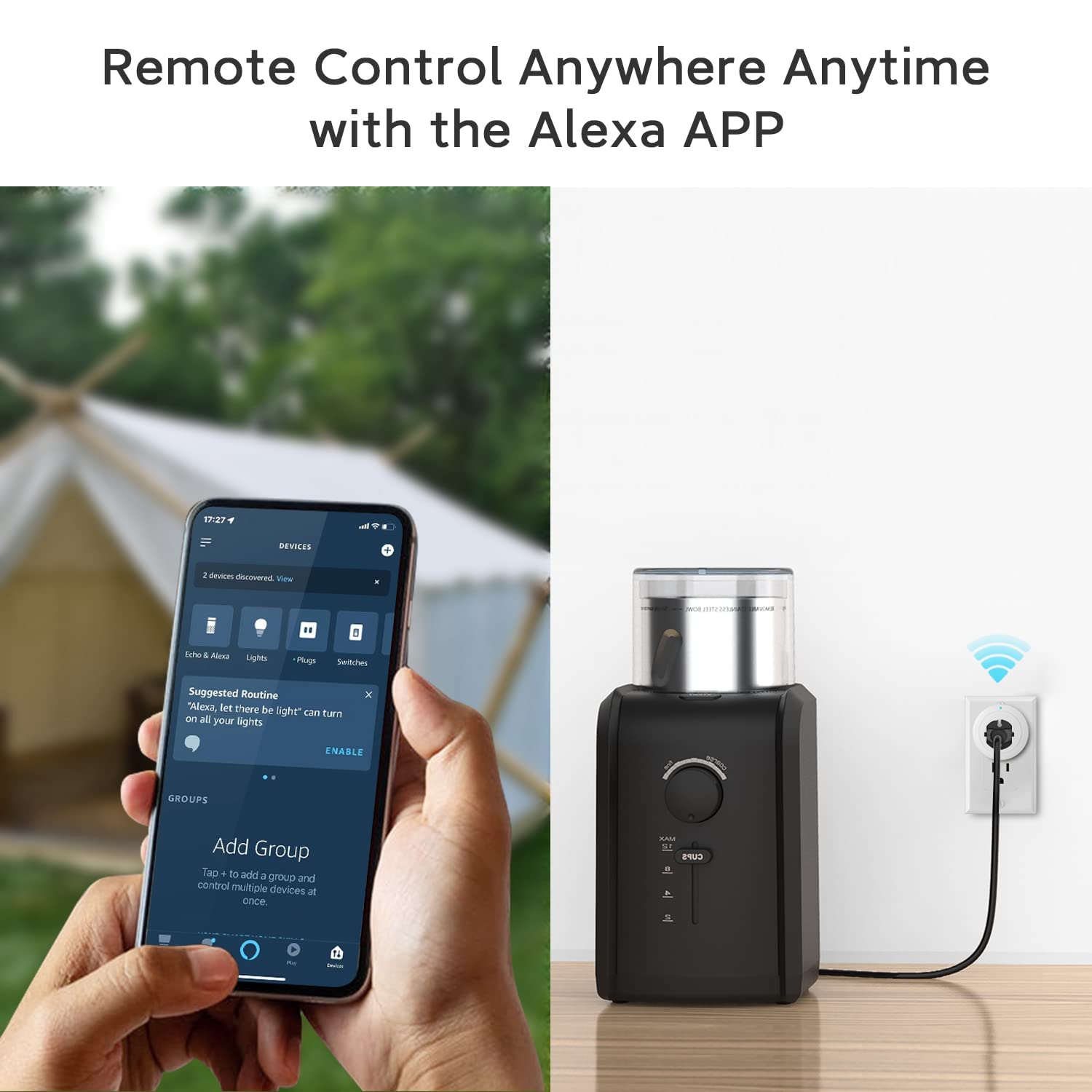 Smart Plug Outlet - Bluetooth Mesh Enabled, Works with Alexa App & Voice Control, Easy Setup, ETL & FCC Certified (1 Pack) - Perfect for Home Automation & Remote Control of Lights & Appliances