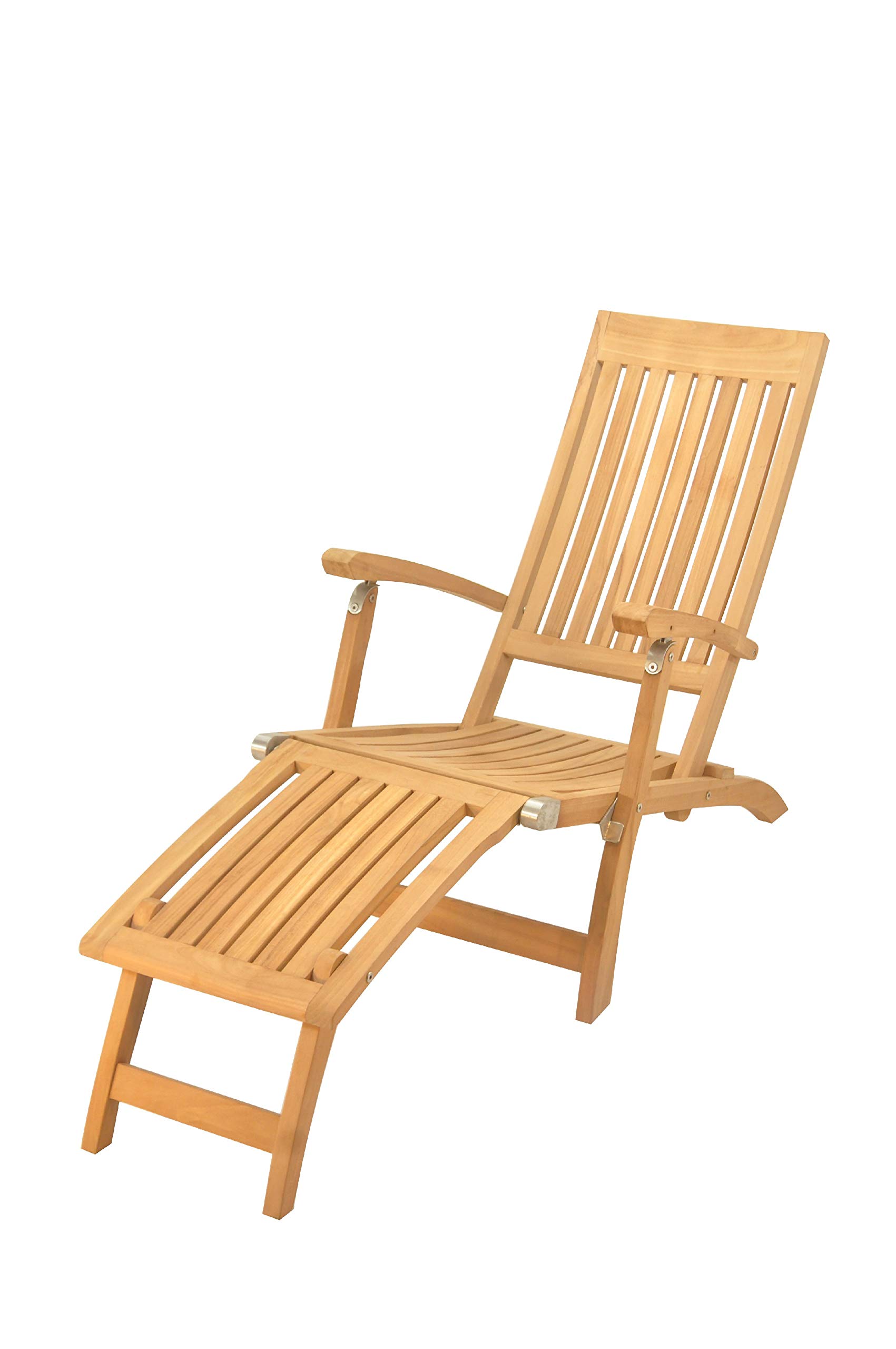 Premium Teak Multi-Position Steamer Lounger Chair - Adjustable Outdoor Patio Furniture for Poolside, Beach & Garden Relaxation