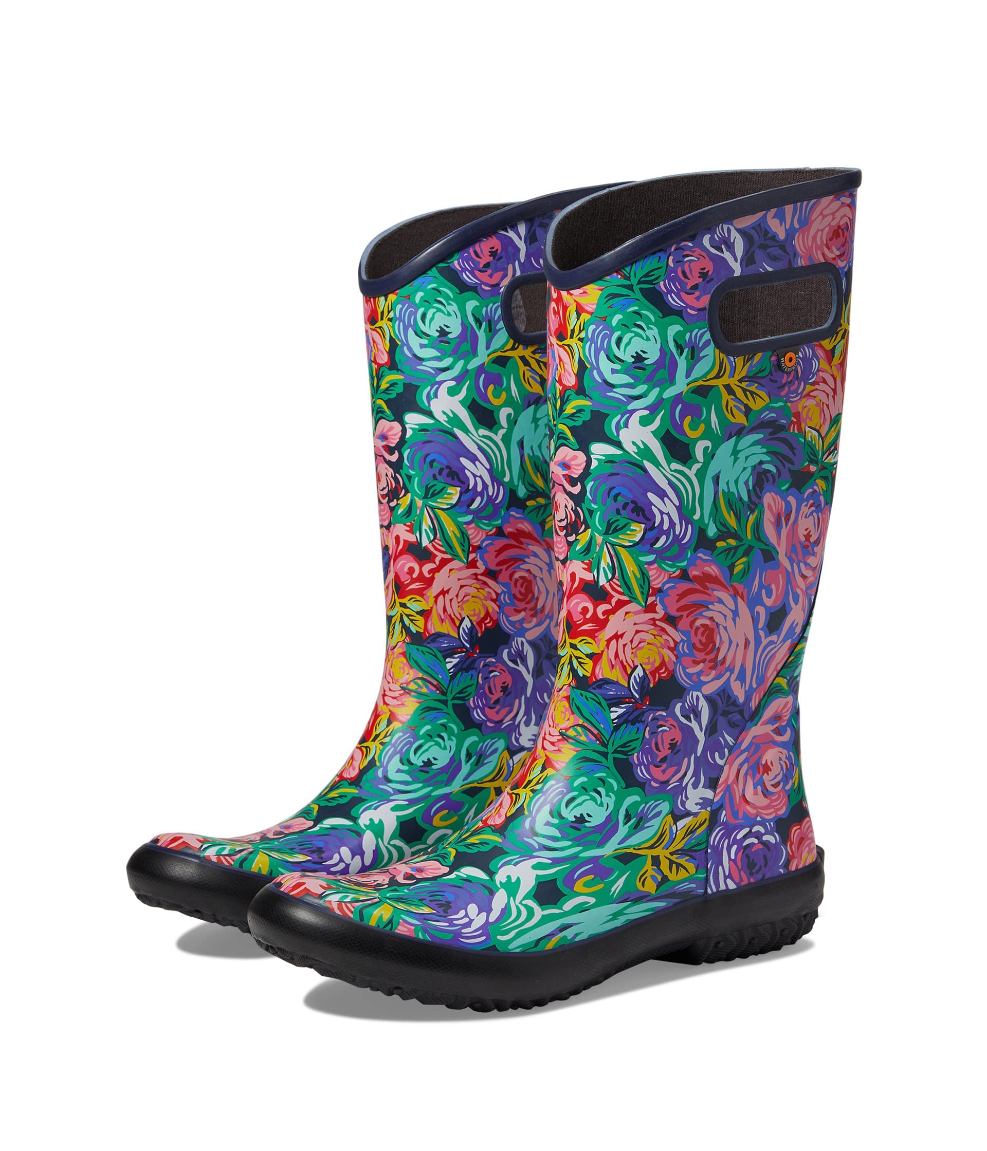 BOGS Women's Waterproof Rain Boots - Comfortable Garden Shoes for Walking in Wet Conditions, Outdoor Activities & Rainy Days (Rose Garden Design)
