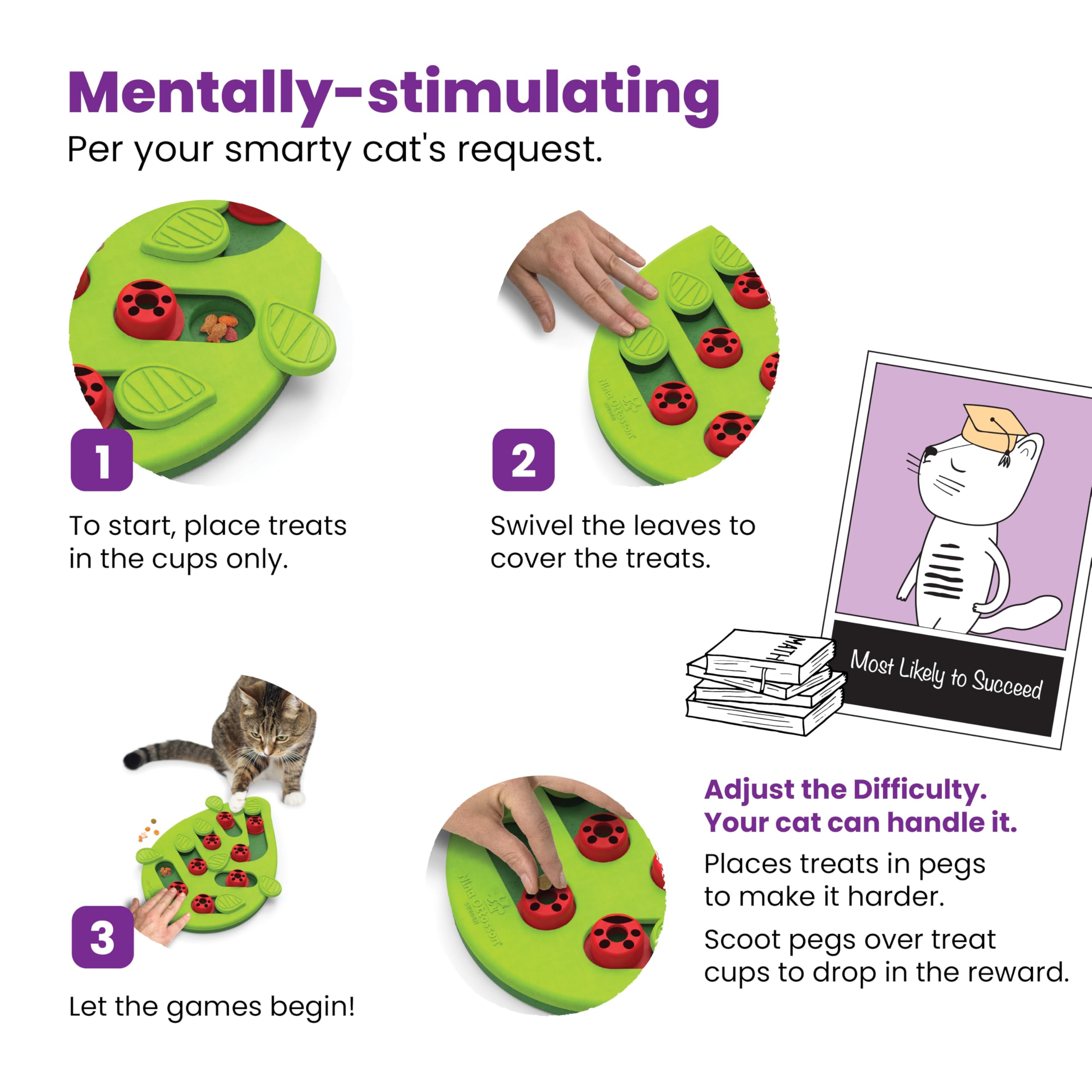 Nina Ottosson Buggin' Out Puzzle & Play - Interactive Cat Treat Puzzle Toy for Indoor Cats - Fun Mental Stimulation & Slow Feeding Game for Kittens & Adult Cats (Perfect for Boredom Relief & Mealtime Enrichment)