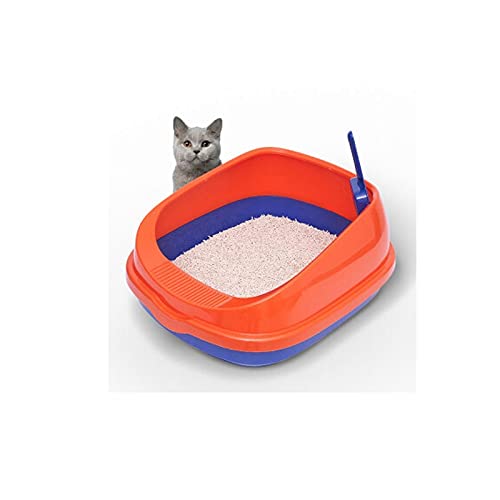 Large Semi-Enclosed Cat Litter Box with Splash-Proof Design & Scoop - Perfect for Kittens & Adult Cats - Ideal for Home, Apartment & Multi-Cat Households
