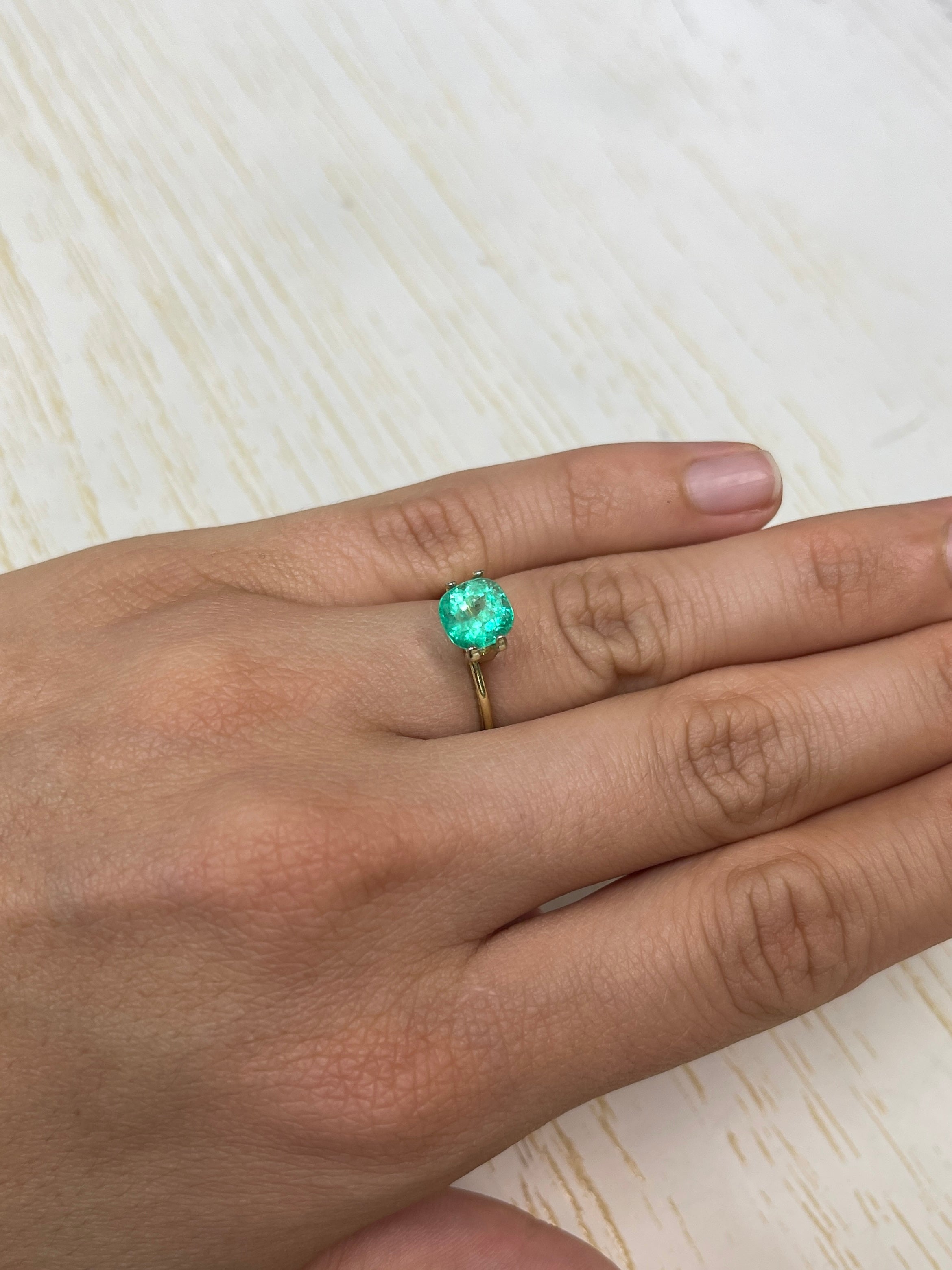 2.11 Carat Medium Green Natural Loose Colombian Emerald Cushion Cut 7.4x7.2mm - Perfect for Engagement Rings, Fine Jewelry & Collector's Gemstones