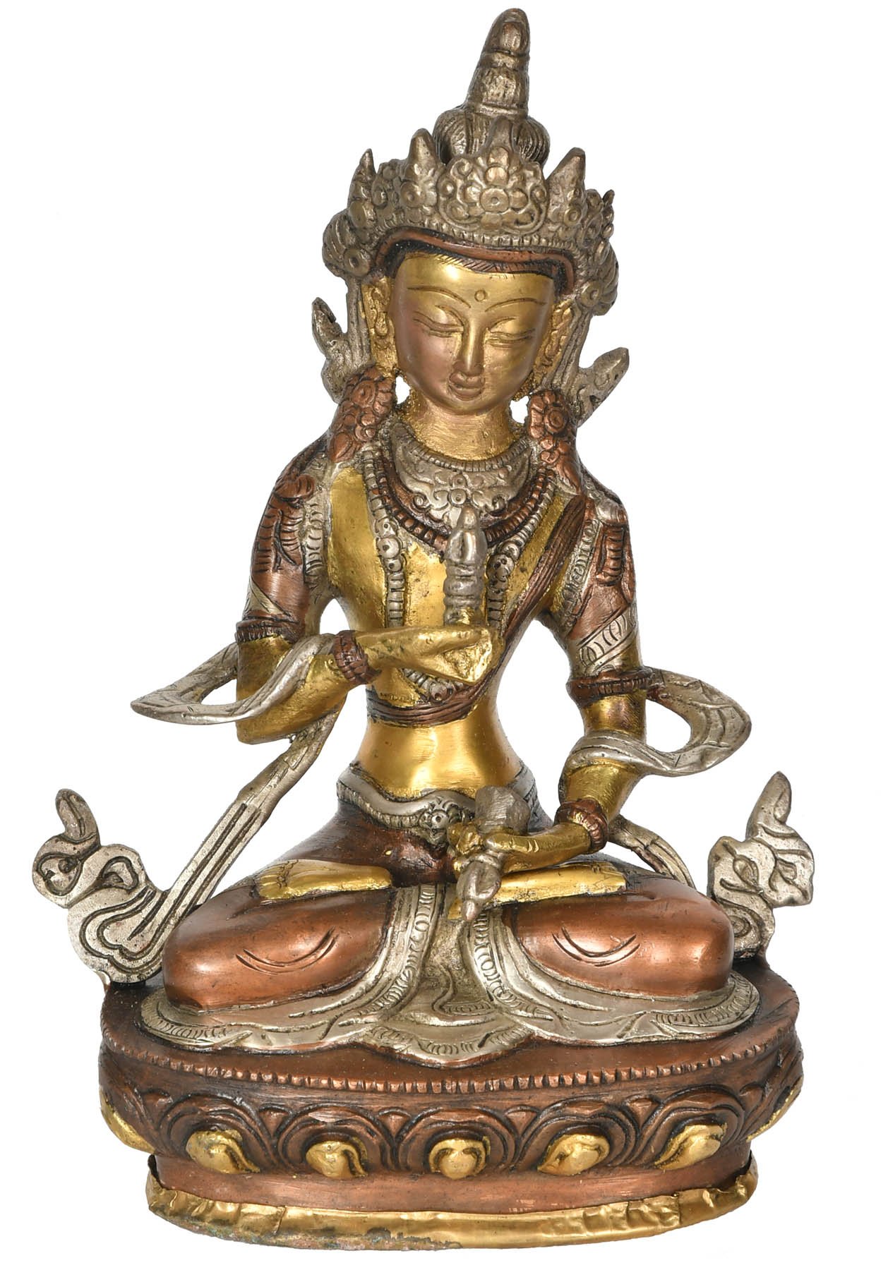 Vajrasattva Tibetan Buddhist Brass Statue - Holder of Thunderbolt and Bell - Meditation Altar Decor & Spiritual Gift for Yoga Practitioners