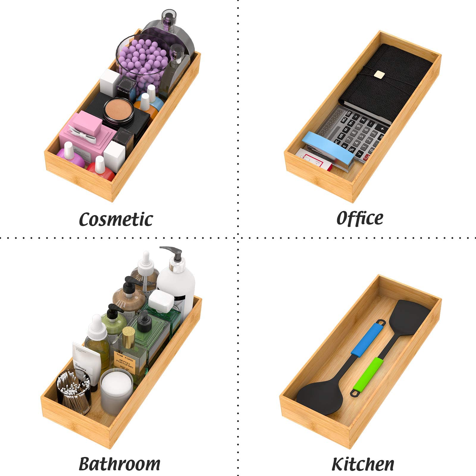 Bamboo Bathroom Vanity Tray Organizer - 15