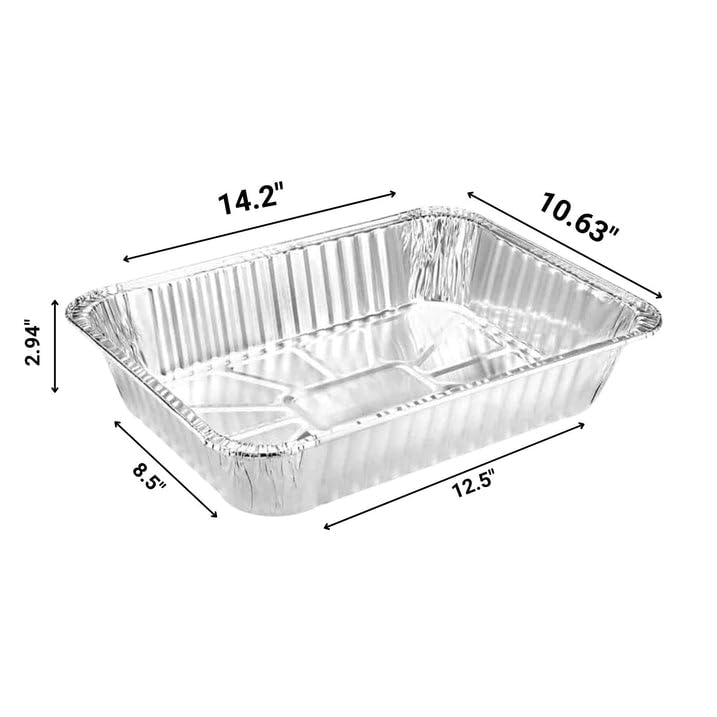 100-Pack Heavy Duty Disposable Aluminum Foil Pans 14.2x10.63x2.94 Inches - Rectangular Baking Pans for Roasting Chicken, Turkey, Vegetables - Perfect for Catering, Meal Prep & Holiday Cooking