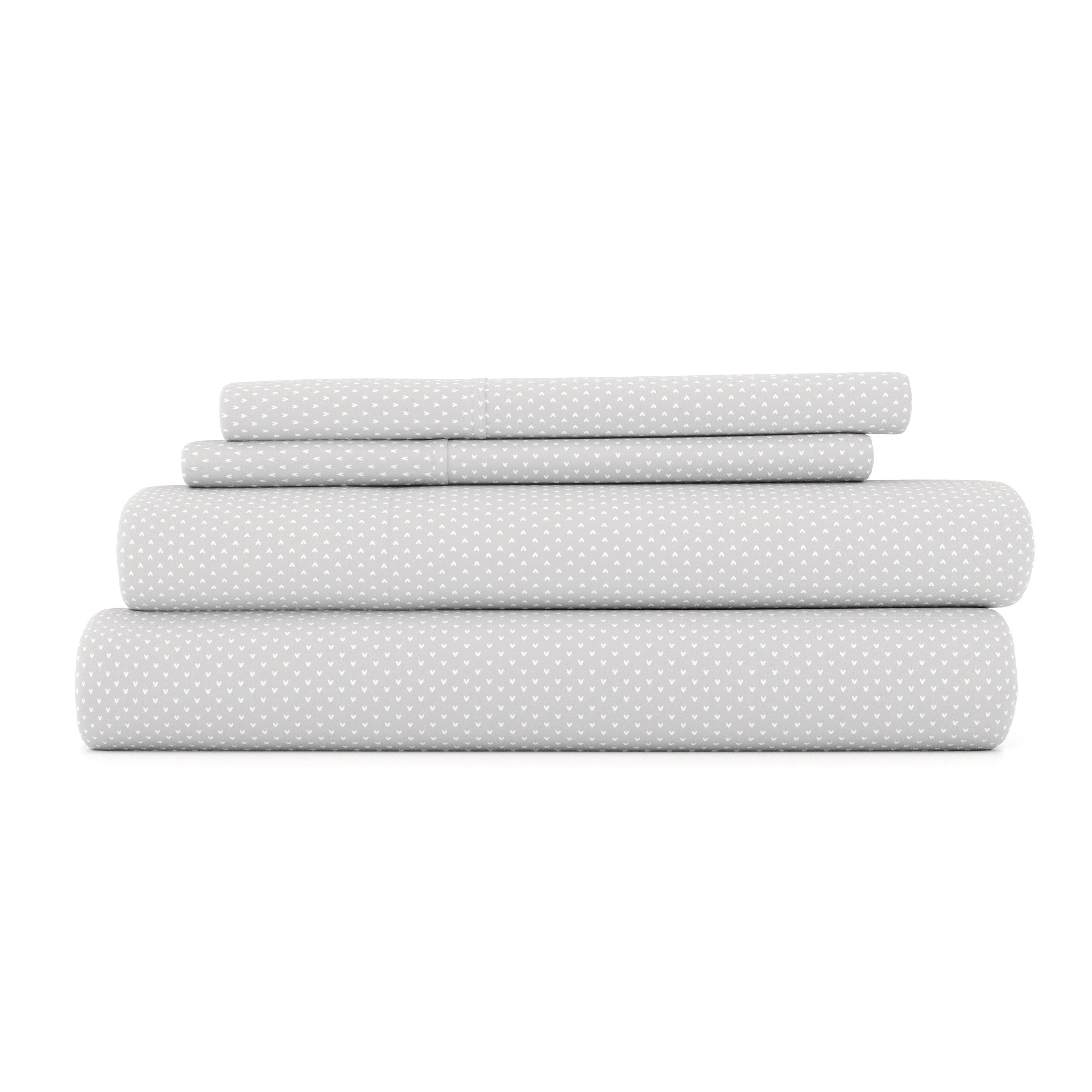 Heart Pattern 4-Piece Bed Sheet Set - Soft Cotton Queen Size Bedding for Valentine's Day & Romantic Bedroom Decor