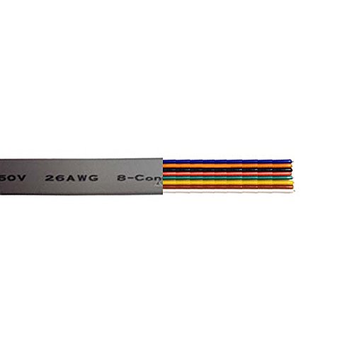 8 Conductor Flat Modular Telephone Cable - 26 AWG Stranded Copper, 250ft Silver Satin Gray Wire for Home/Office Phone Systems - Ideal for Landline Phones, Fax Machines & Telecom Installations