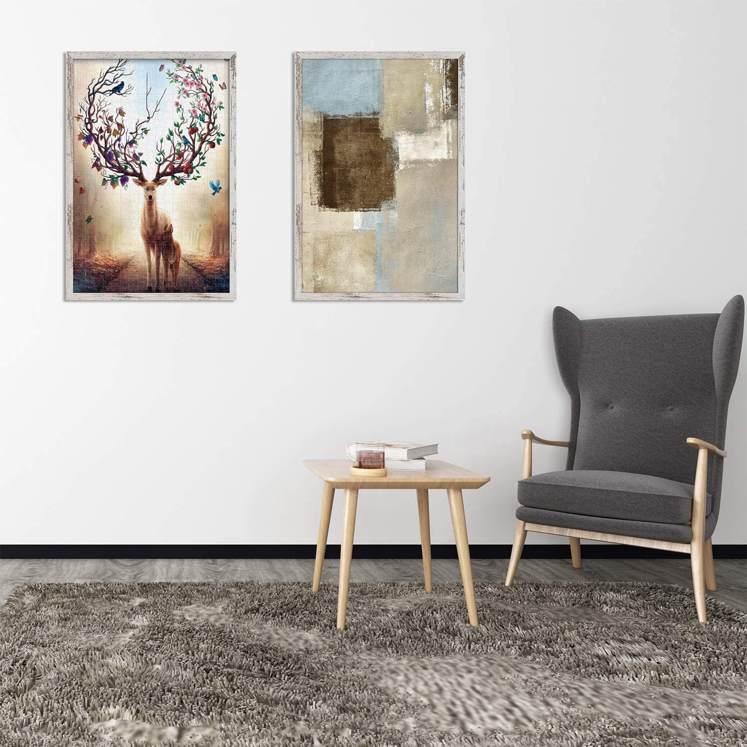 Golden State Art 24x36 Picture Frame Set of 2 - Rustic Wood Grain Wall Frame with Wide Molding - Perfect for Baby Photos, Wedding Pictures & Family Portraits - Home Decor, Living Room, Bedroom, Office Wall Display (White)