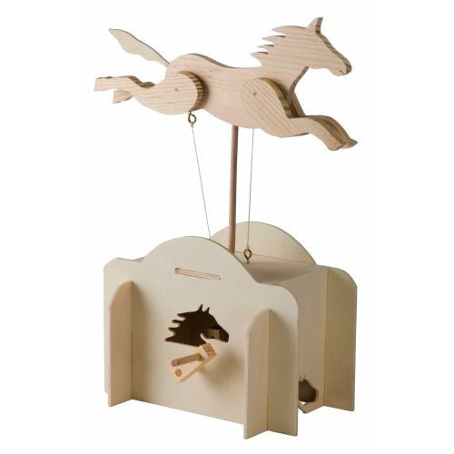 Automaton Horse Wooden Building Kit - DIY Mechanical Toy for Kids & Adults - STEM Educational Project for Home & Classroom Activities
