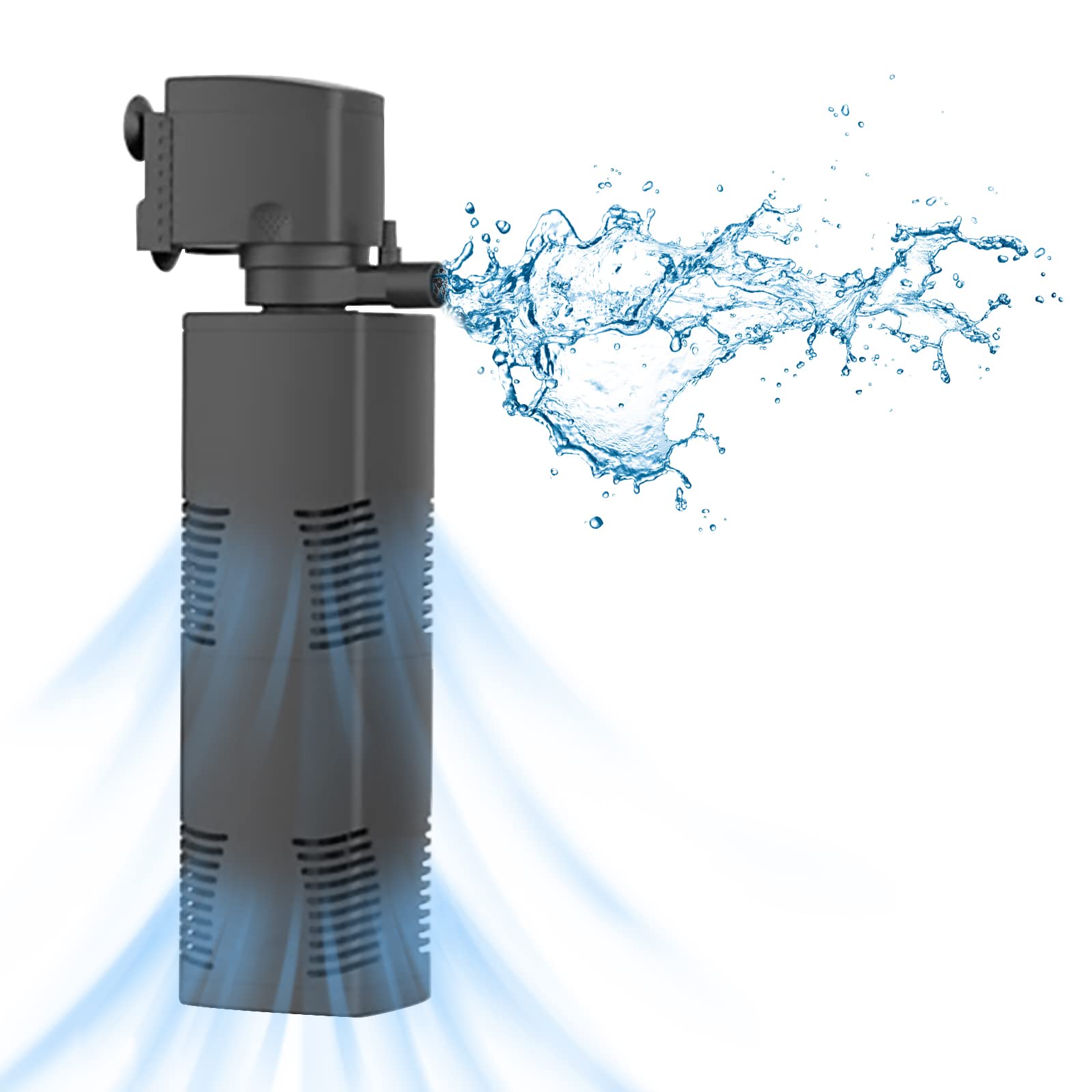 TARARIUM 420GPH Submersible Fish Tank Filter - Powerful Biochemical Filtration for 100-200 Gallon Aquariums & Small Ponds - Crystal Clear Water Pump with Air Supply - Perfect for Freshwater/Saltwater Tanks, Koi Ponds & Aquatic Plant Setups
