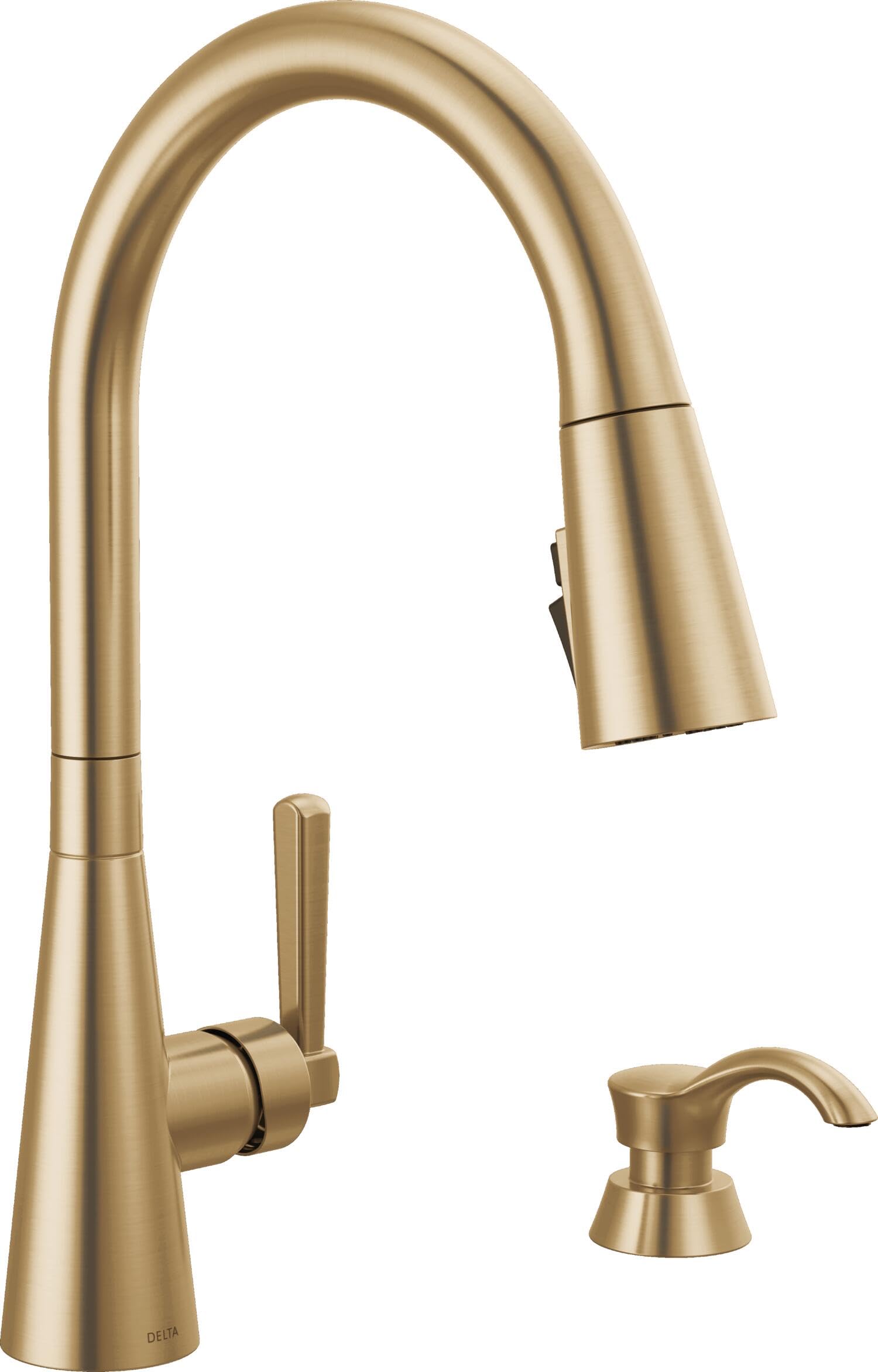 Delta Faucet Boyd Single-Handle Pull-Down Kitchen Faucet with Soap Dispenser & Magnetic Docking Spray Head - Champagne Bronze (19893Z-CZSD-DST) - Perfect for Modern Kitchens, Restaurants & Commercial Use
