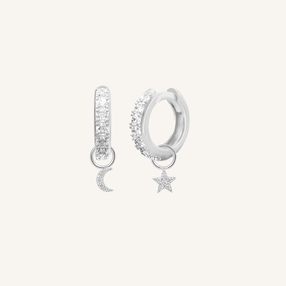 Astro Star Moon Crystal Hoop Earrings for Women - Elegant Celestial Jewelry for Party, Wedding & Everyday Wear
