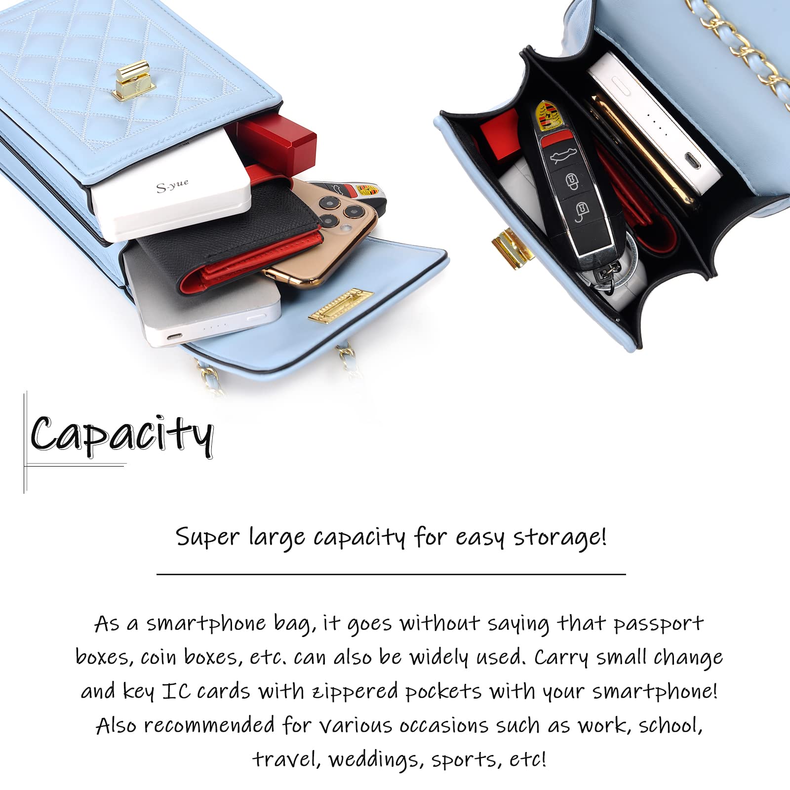 FSD.WG Women's Small Crossbody Leather Phone Purse - Mini Messenger Shoulder Bag with Wallet - Perfect for Travel, Shopping & Everyday Use