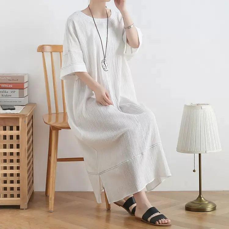 White Cotton Maxi Dress for Women with Pockets - Elegant Summer Beach Dress, Casual Wear & Vacation Outfit