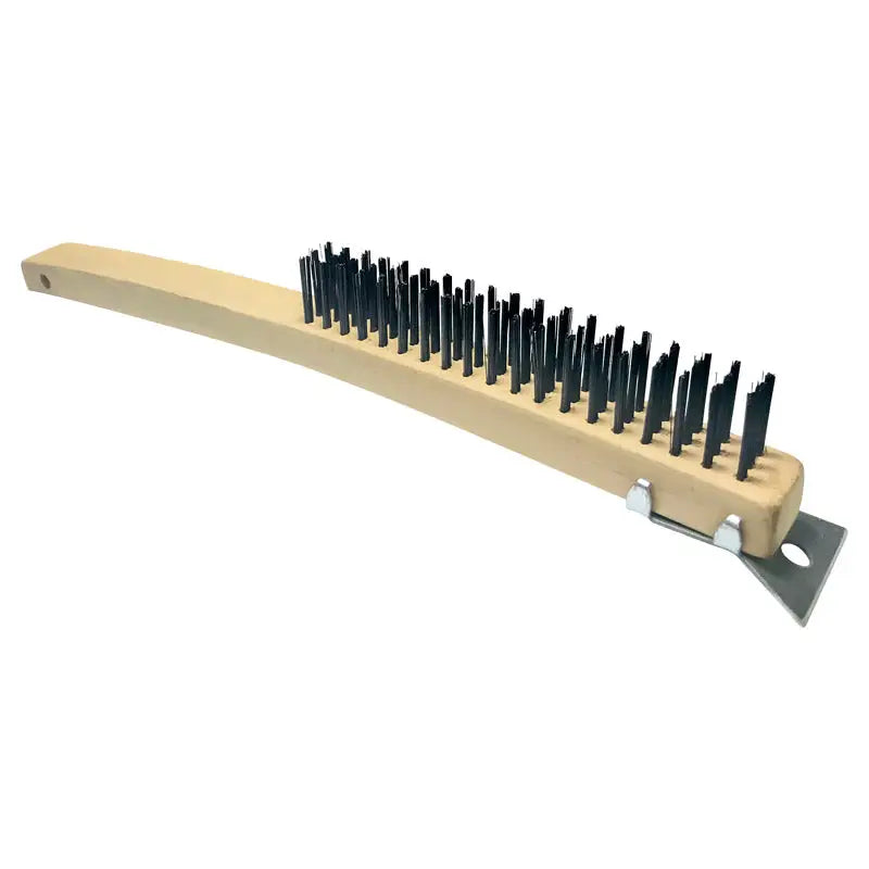 Heavy Duty Long Handle Wire Brush with Metal Scraper - Ideal for Rust Removal, Grill Cleaning & DIY Projects