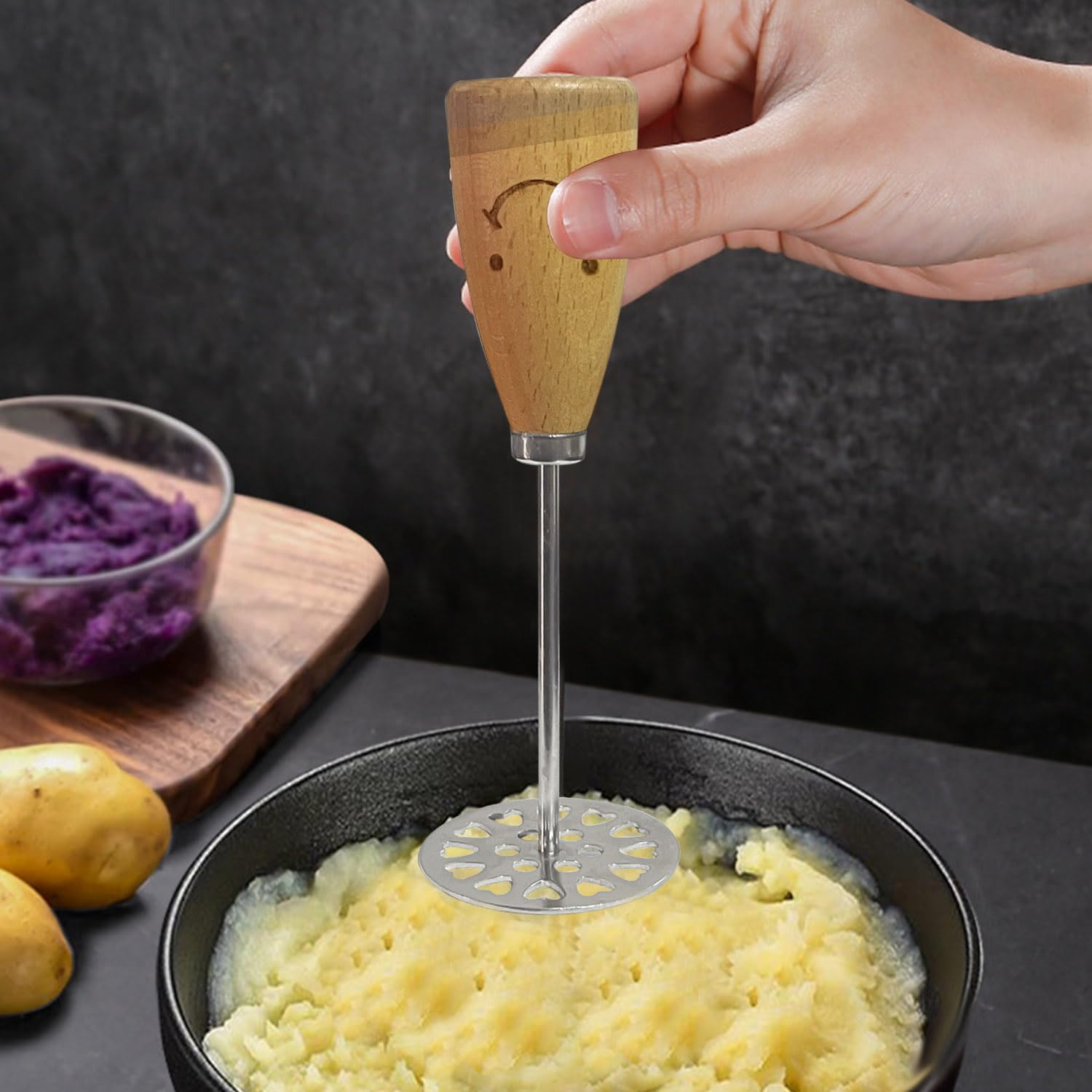 Stainless Steel Potato Masher Set of 2 - Heavy Duty 5.5 Inch Metal Masher for Perfect Mashed Potatoes - Ideal for Kitchens, Restaurants & Holiday Cooking