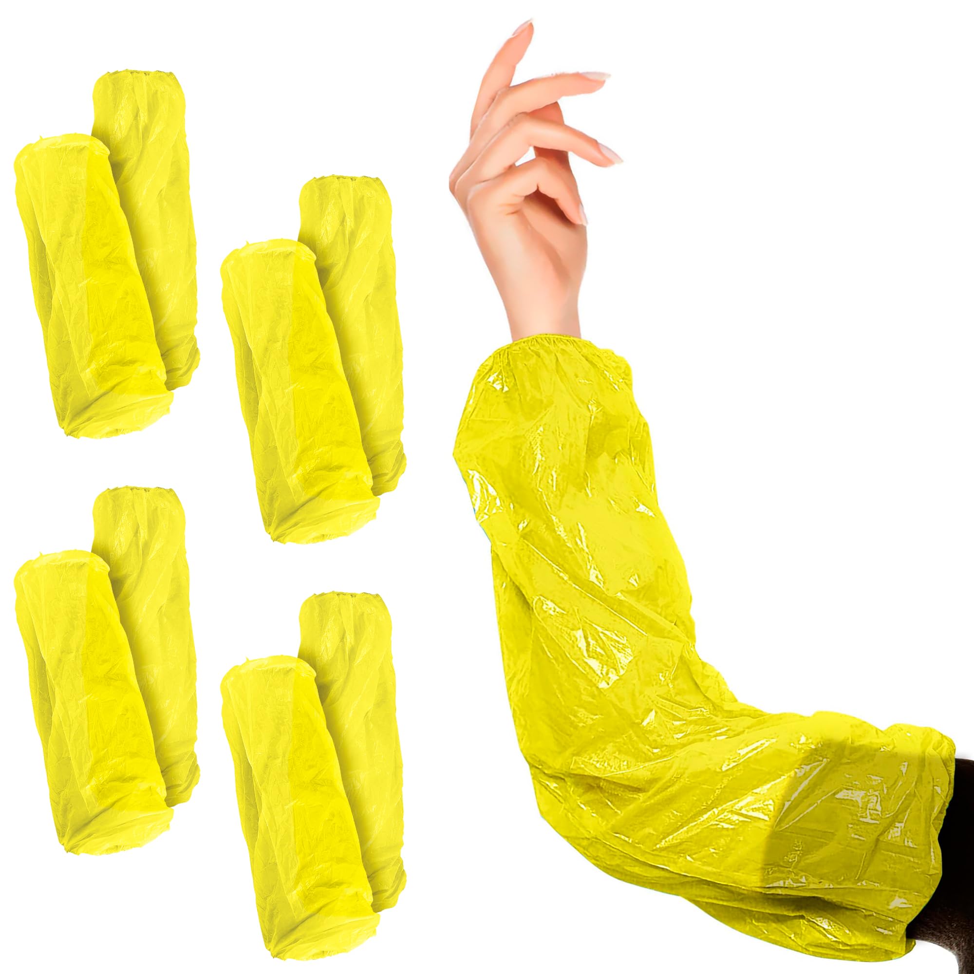 ABC 18-Inch Disposable Arm Sleeve Protectors - Pack of 2000 Yellow Waterproof Polyethylene Sleeves with Elastic Ends (1 mil Thick) - Ideal for Food Service, Healthcare, Tattoo & Beauty Professionals