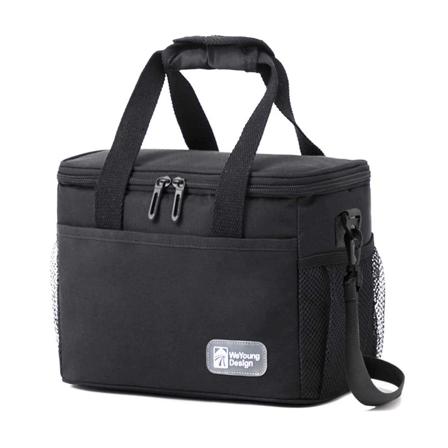 Insulated Lunch Bag for Women & Men - Reusable Leakproof Cooler Tote for Office, School, Picnic & Beach - Freezable Lunch Box with Adjustable Shoulder Strap for Adults & Kids - Perfect for Work, Travel & Outdoor Activities - Black Large