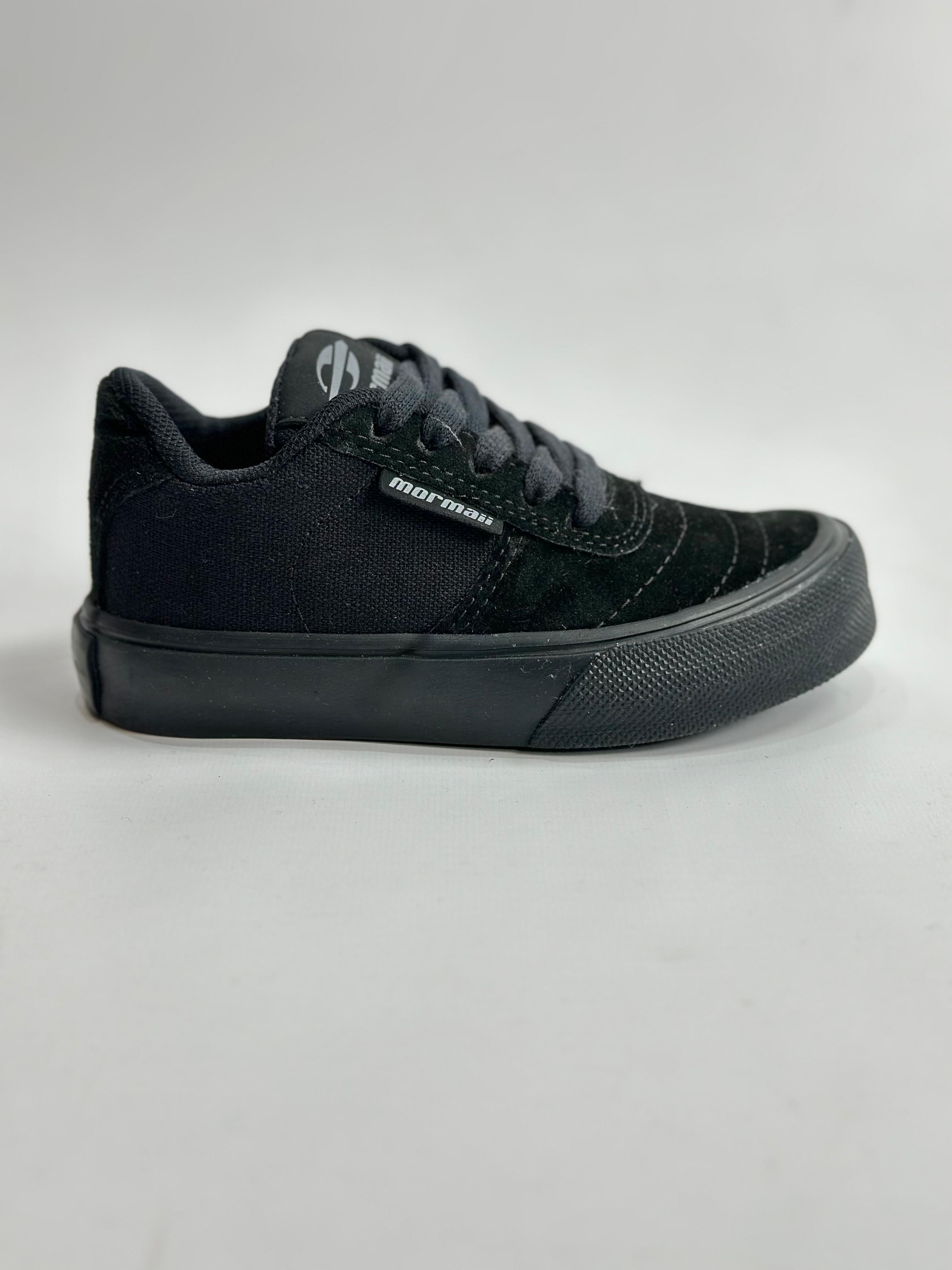 Mormaii Kids Sneakers - Total Black Running Shoes for Boys & Girls - Lightweight Comfortable Athletic Shoes for School, Play & Sports