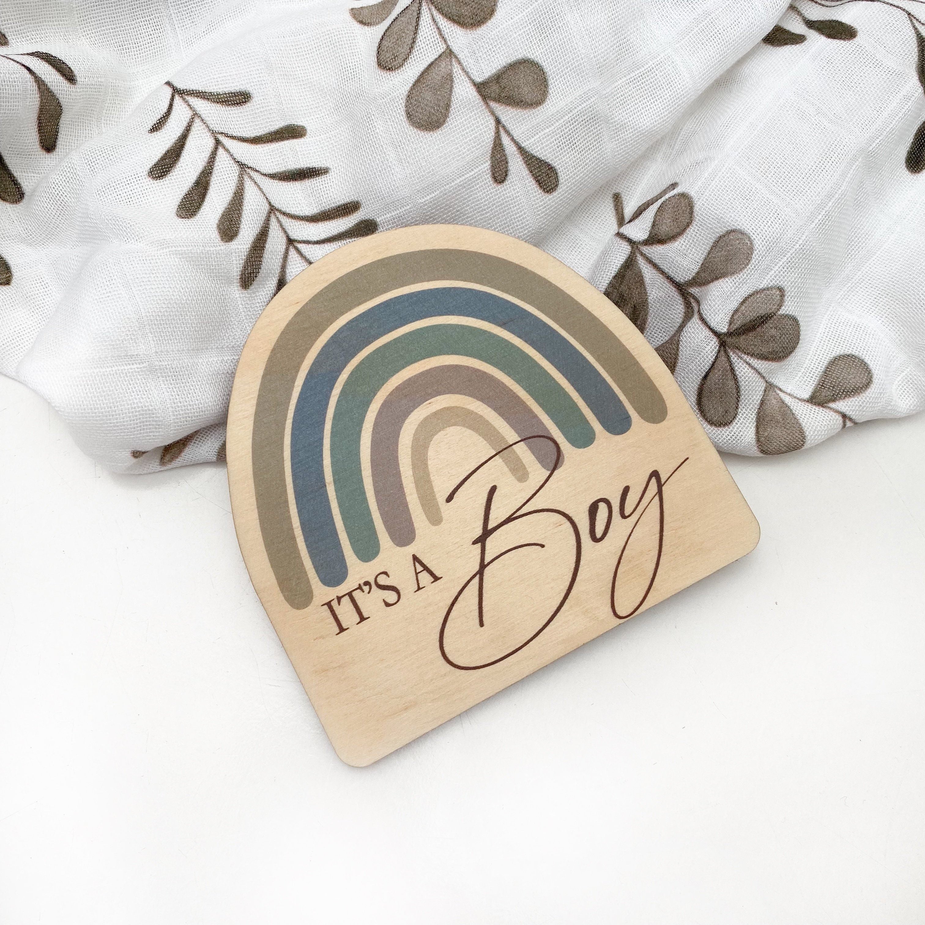 Personalized Timber Baby Announcement Milestone Plaques - Rainbow Series for Newborn Photo Props, Nursery Decor & Gender Reveal Gifts