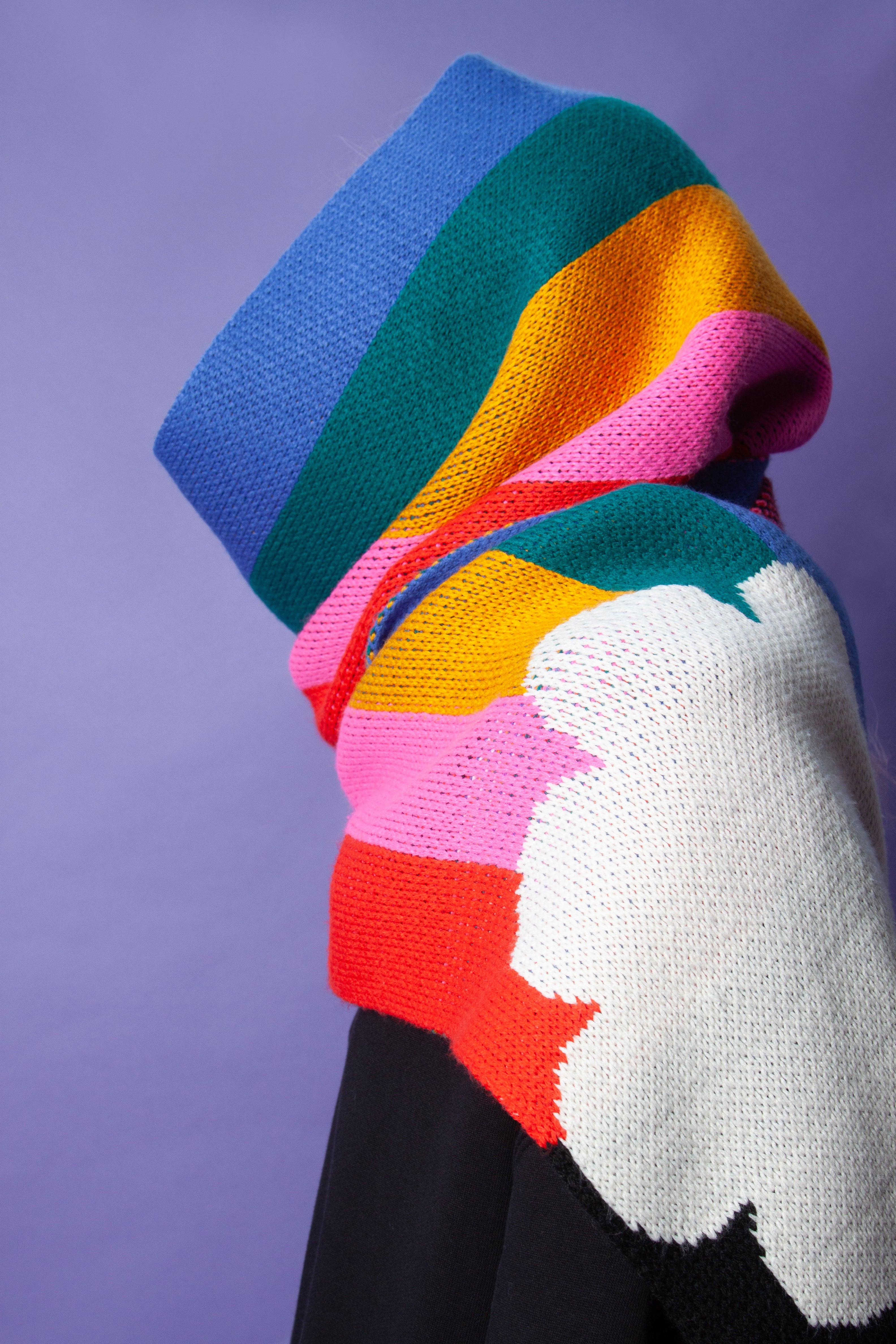 Miss Pompom x Tatty Devine Rainbow Scarf - Colorful Fashion Accessory for Women - Perfect for Winter, Parties & Everyday Style