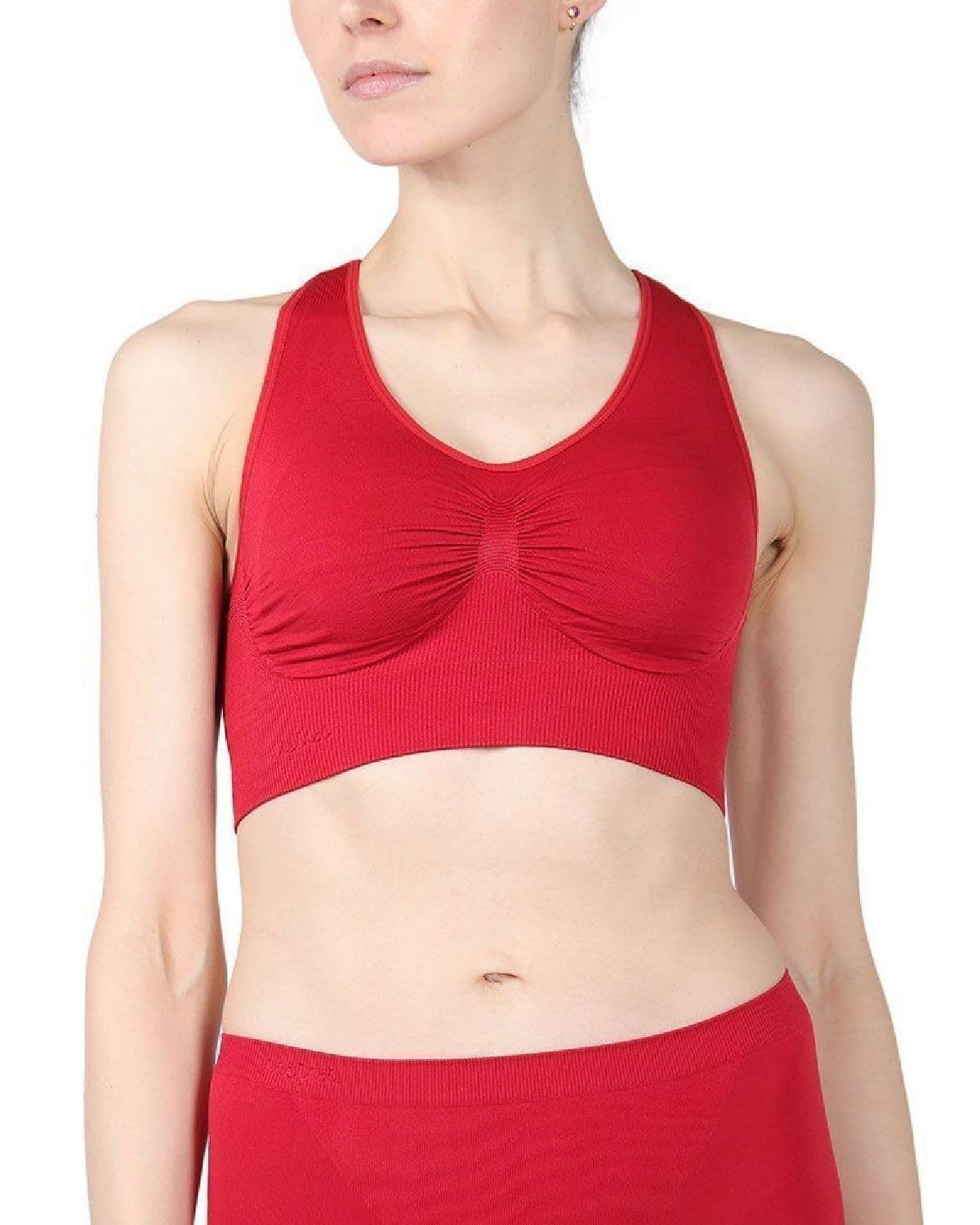 SlimMe Racerback Sports Bras for Women - Seamless Workout Bra with Comfortable Compression - Sizes Small to Q2 - Perfect for Yoga, Gym & Running