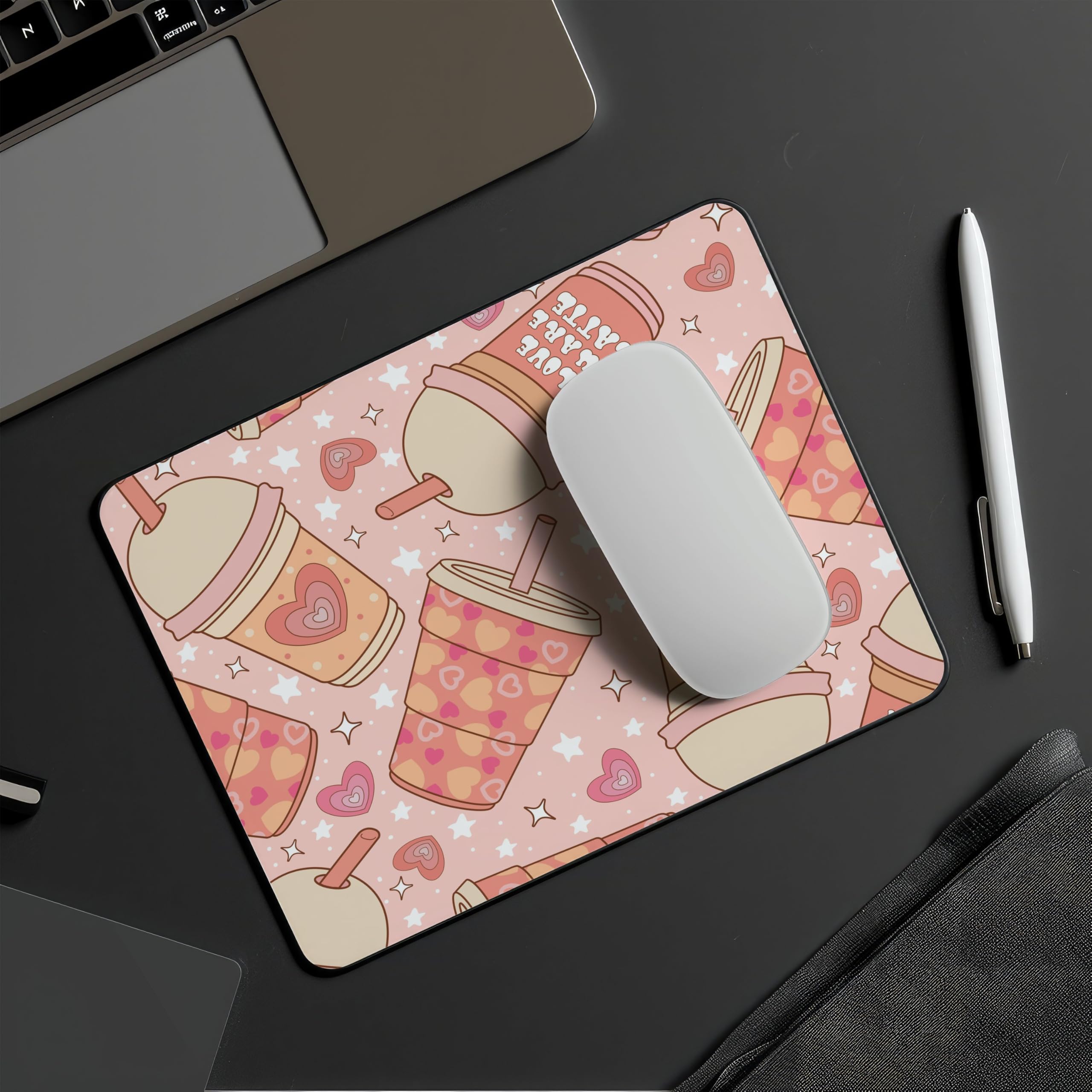 Boho Tribal Pattern Non-Slip Rubber Mouse Pad - Iced Coffee Latte Design for Computer, Laptop & Office Desk | Home & Work Use | Perfect for Gaming, Typing & Daily Computing