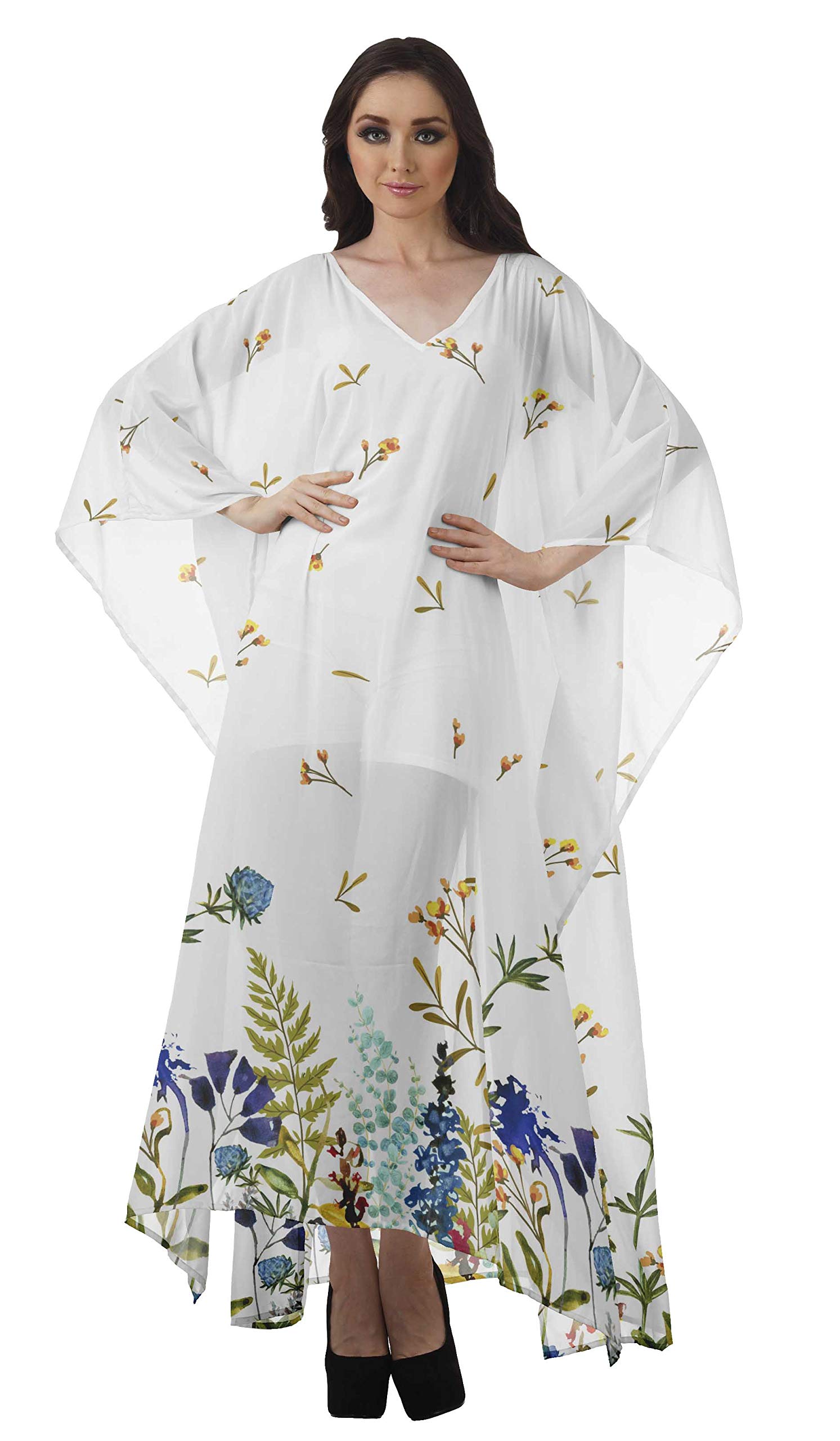 Moomaya Women's Sheer Turkish Kaftan Cover Up - Beach Long Dress Swimsuit Coverup for Pool, Vacation & Summer Outfits