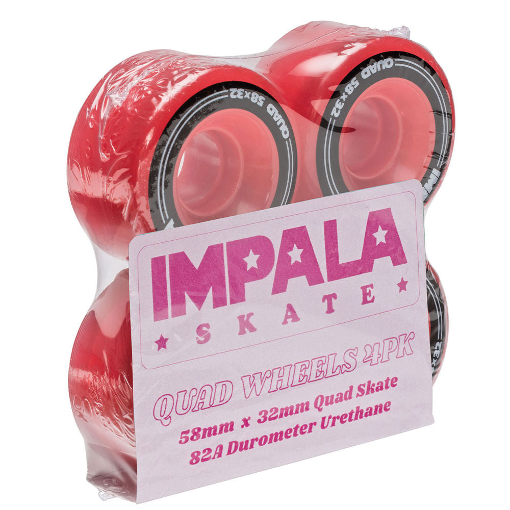Impala 58mm Quad Roller Skate Wheels - 4 Pack for Indoor & Outdoor Skating, Derby, and Rink Use