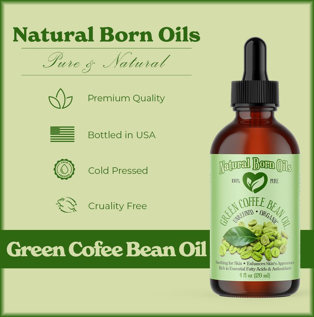 Organic Cold-Pressed Green Coffee Bean Oil - 1 Gallon | Natural Born Oils | Rich in Vitamin E & Essential Fatty Acids | Deep Moisturizer for Skin & Hair | Perfect for DIY Beauty, Massage & Aromatherapy