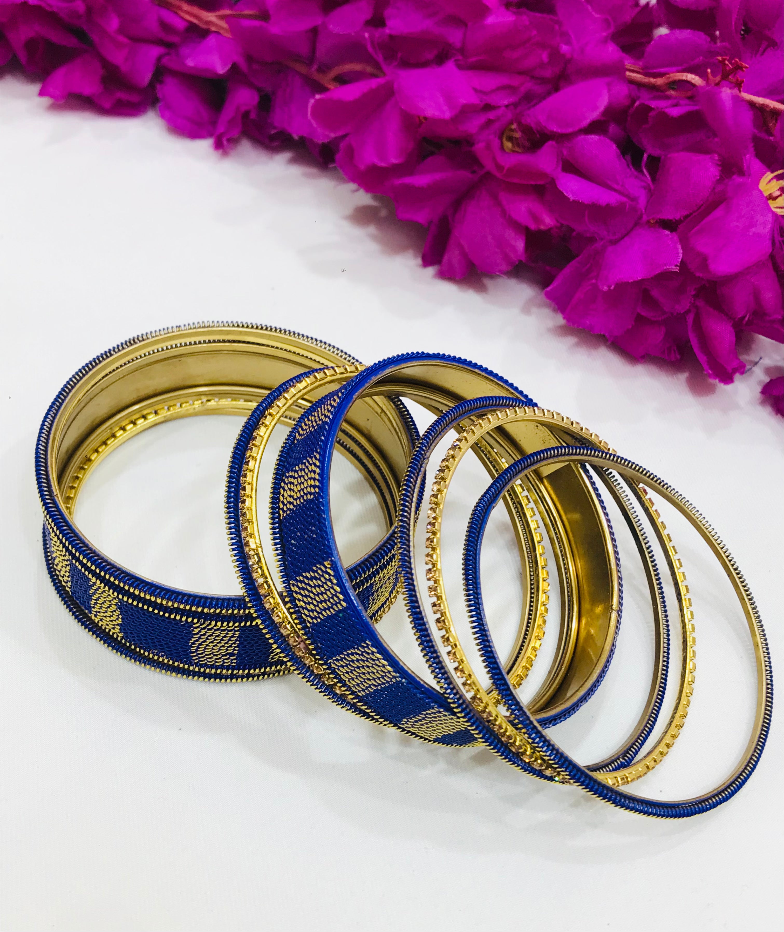 Stylish Spiral Design Blue Metal Bangles Set for Women - Perfect for Parties, Weddings & Everyday Fashion Accessories