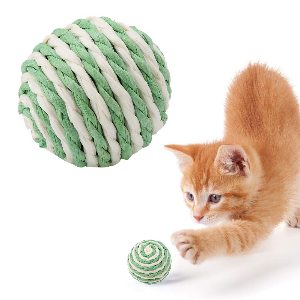 Petyoung 5-Pack Cat Chew Toys - Fun Sisal Balls for Kittens, Teething & Claw Grinding - Durable Biting Toys for Indoor Play & Stress Relief