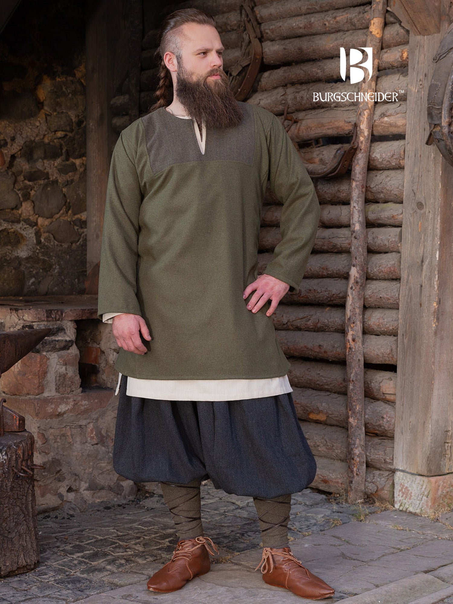 Stylish Rus Tunic Szimon Olive - Vintage-Inspired Linen Tunic for Women | Perfect for Boho Fashion, Casual Outings & Medieval Reenactments