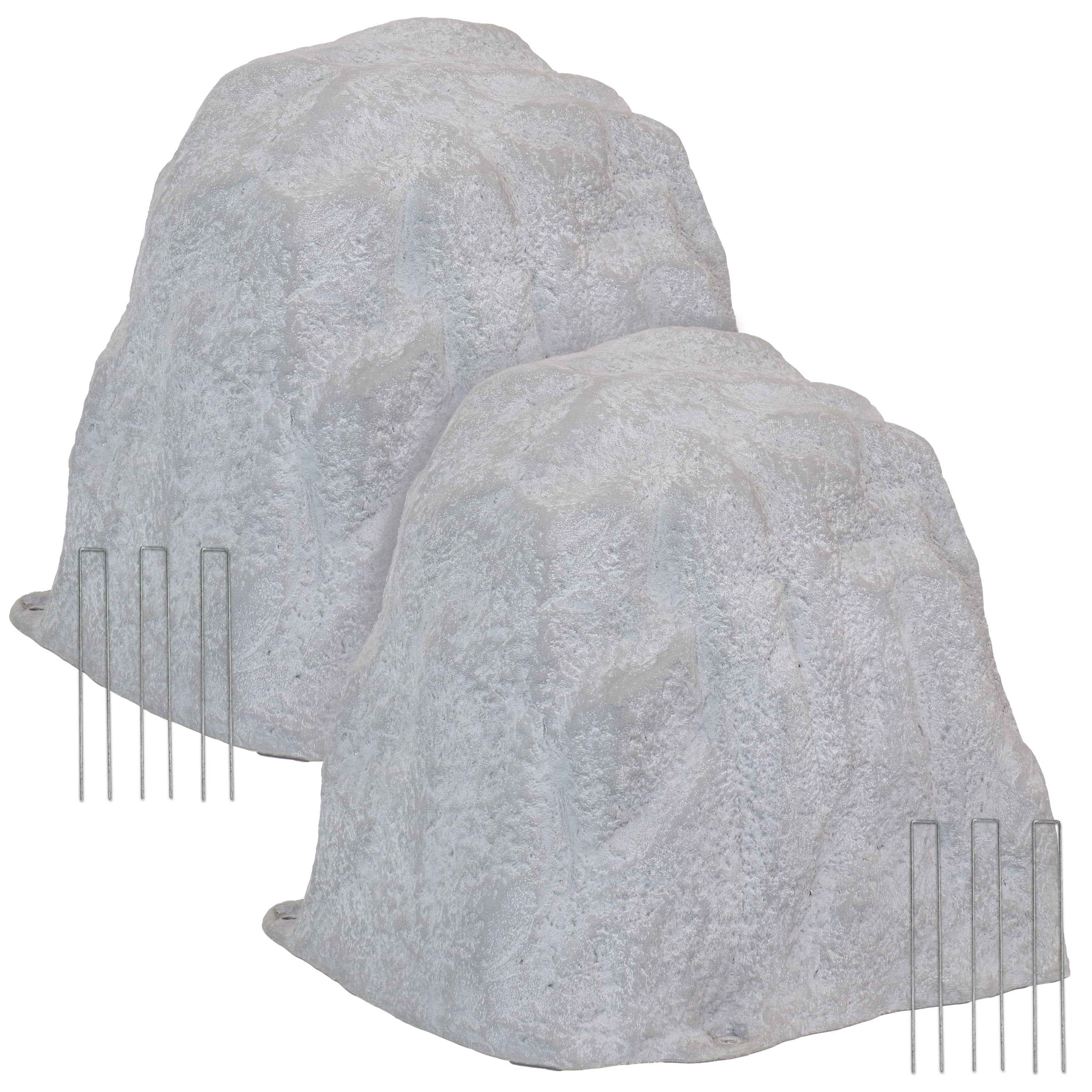 Sunnydaze Polyresin Landscape Rock Cover with Stakes - Decorative Outdoor Garden Rock Cover for Yard, Lawn, and Patio - Perfect for Hiding Utility Boxes, Cables, and Unsightly Objects