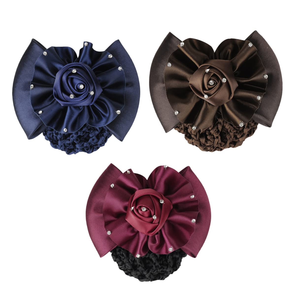 Beavorty 3-Piece Rhinestone Hair Clips Set for Women - Elegant Floral Barrettes & Hair Accessories for Short Hair, DIY Hair Snood & Sleeping Hair Net - Perfect for Work, Parties & Special Occasions